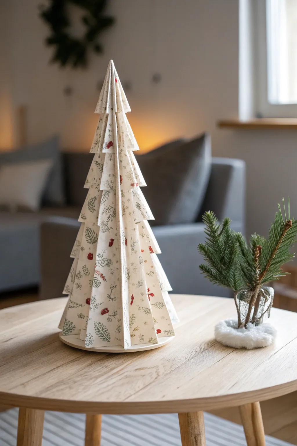 Embrace the holiday spirit with this Scandinavian-inspired miniature Christmas tree, blending simplicity and natural charm.