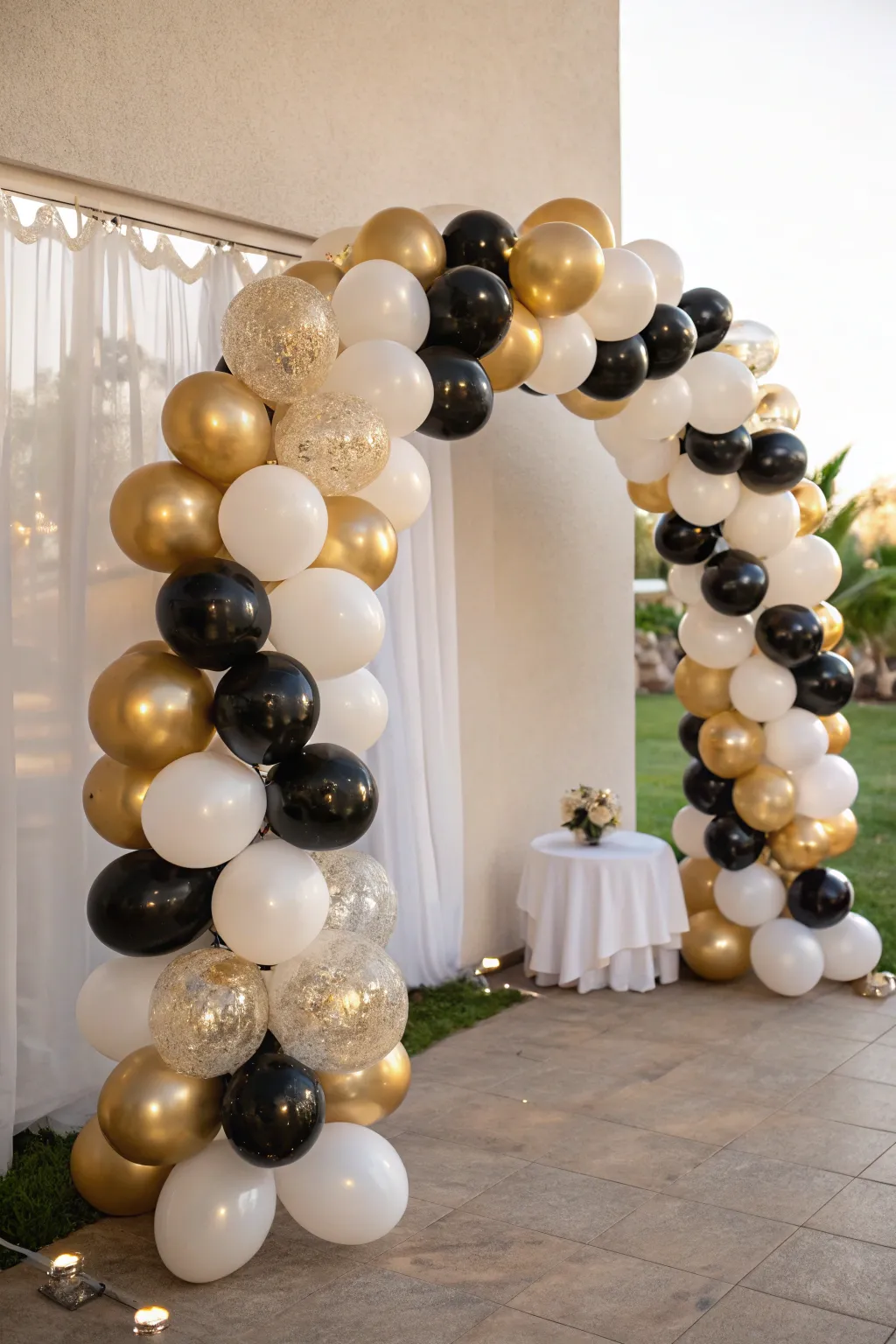 Elevate your celebration with a touch of glam: a stunning balloon arch for an unforgettable 80th birthday!