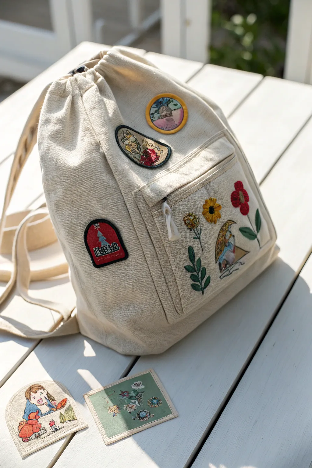 Express your style with handcrafted patches: a blend of whimsy and simplicity.