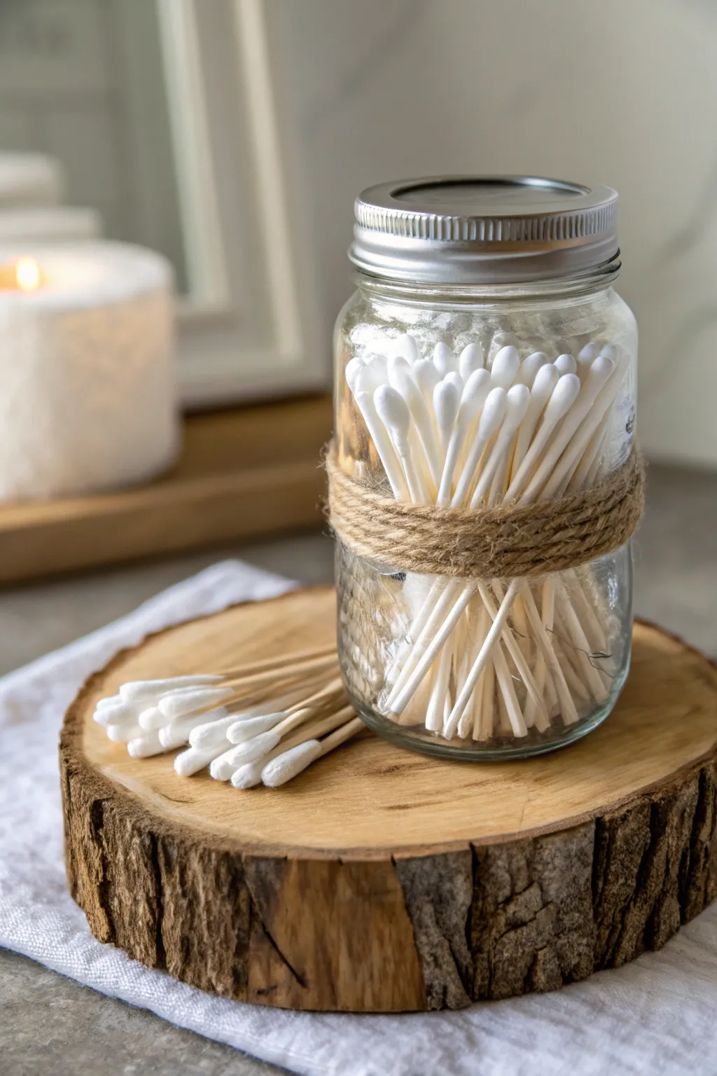 Transform your bathroom into a serene sanctuary with this DIY mason jar storage solution. Simple elegance meets rustic charm!