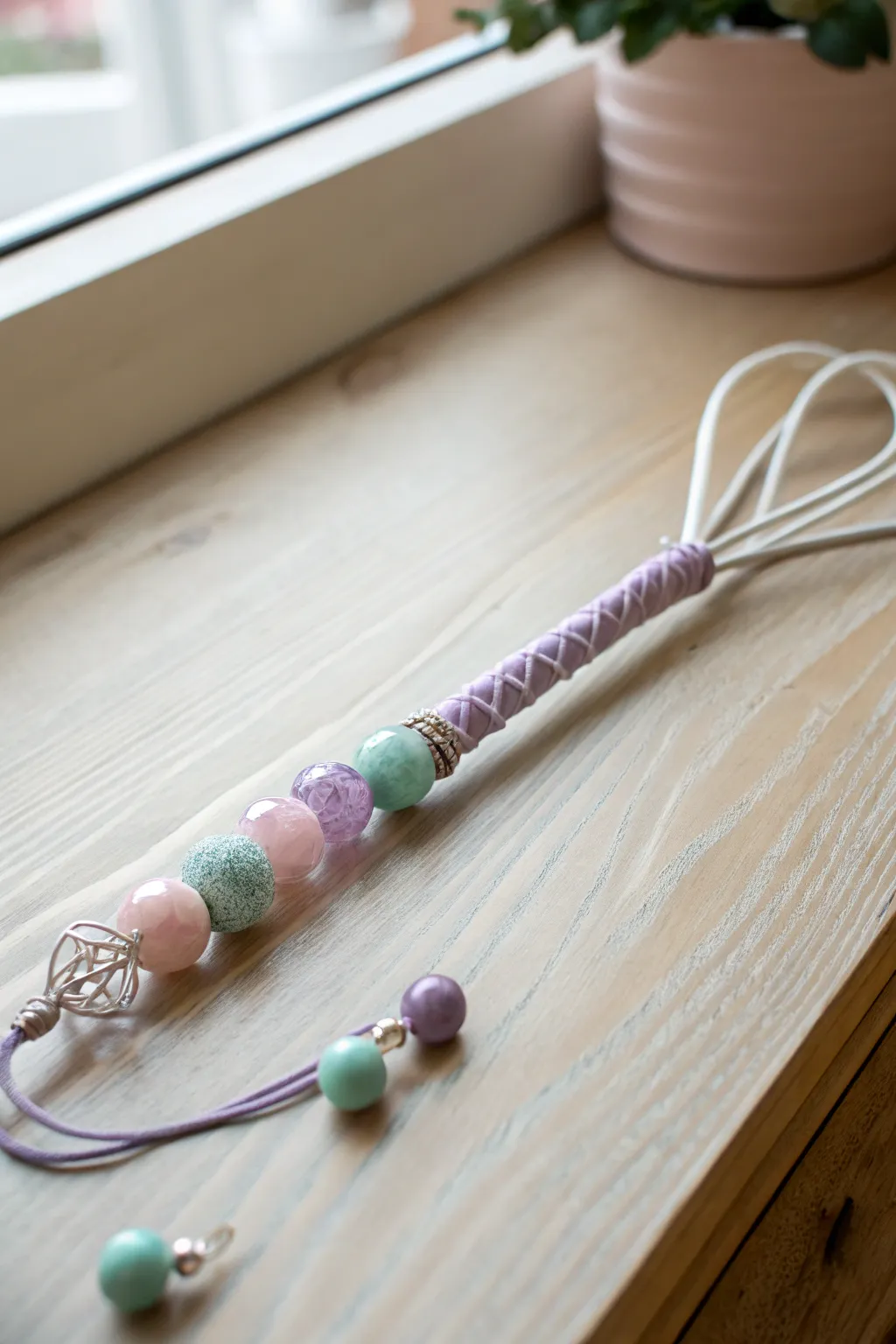 Craft your own beaded beauty: a minimalist bubble wand with a boho twist.
