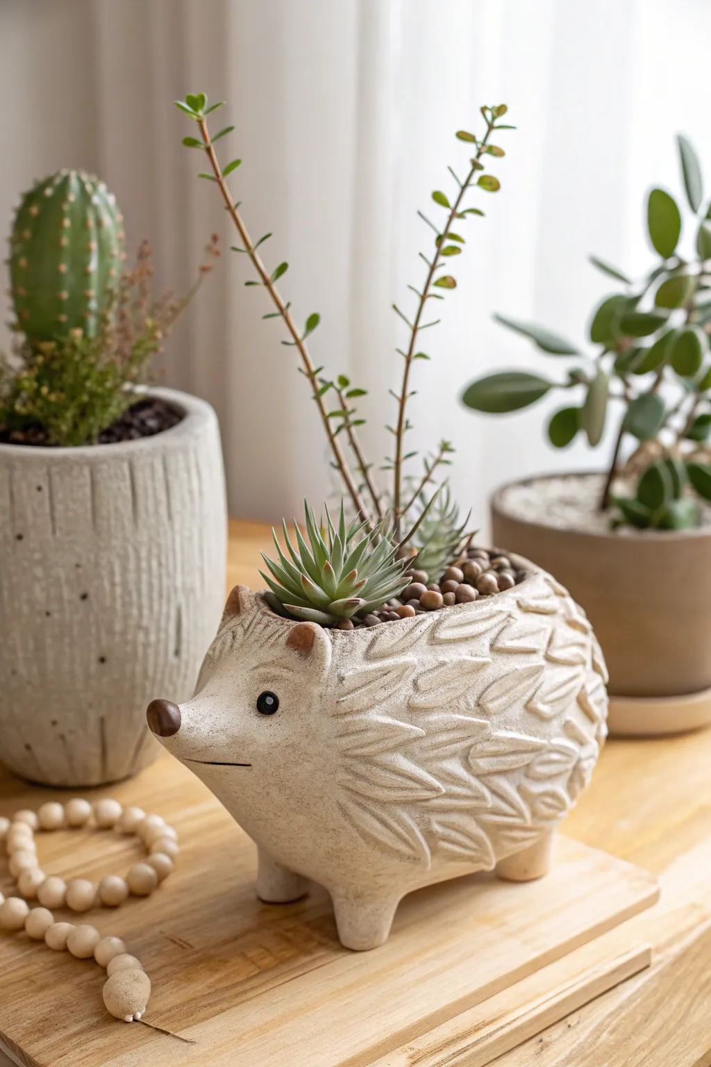 Bring a touch of whimsy to your home with this charming hedgehog planter, where nature meets art in perfect simplicity.