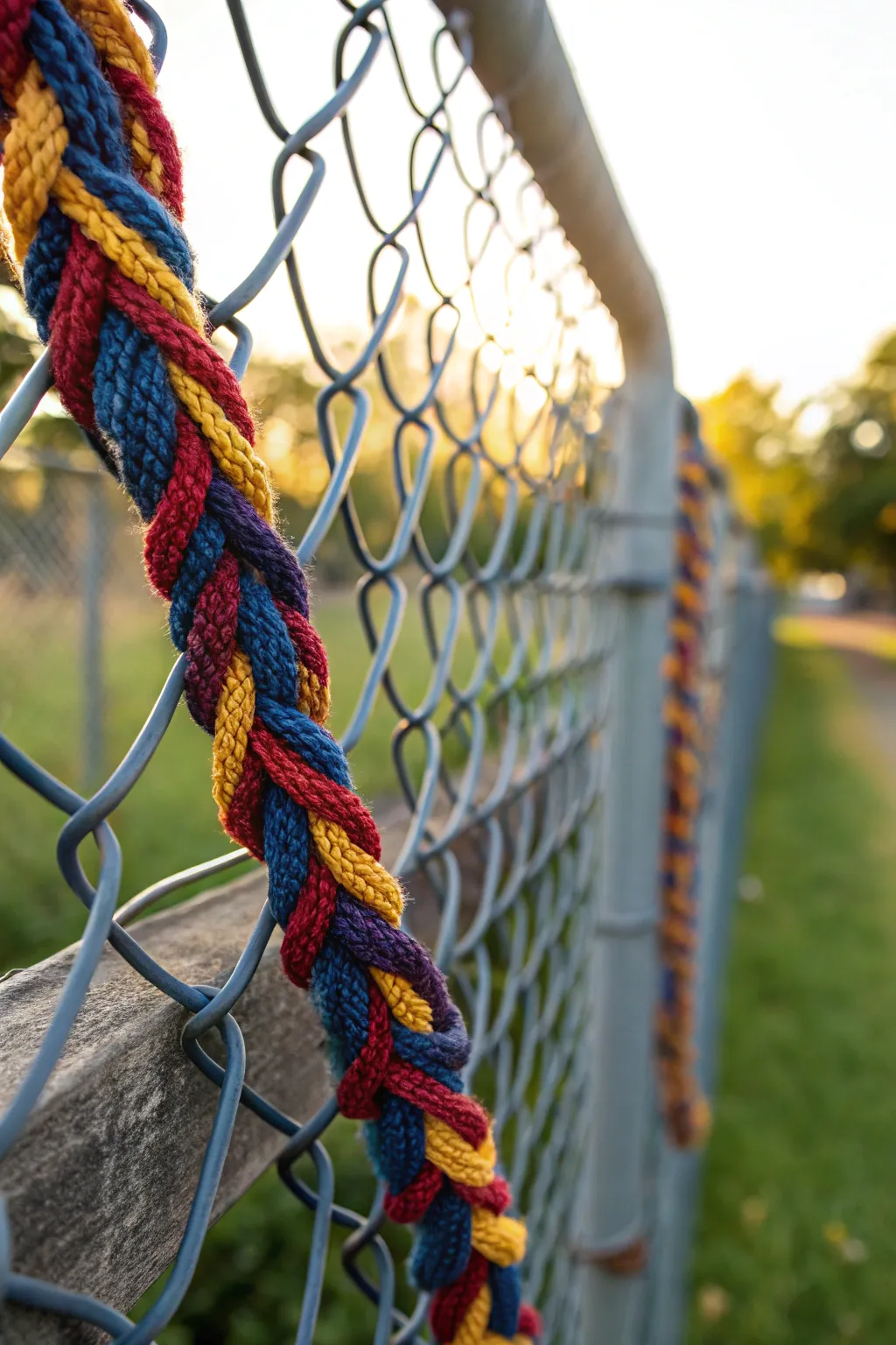 Add a splash of color to your fence with yarn wrapping—where craftsmanship meets creativity.