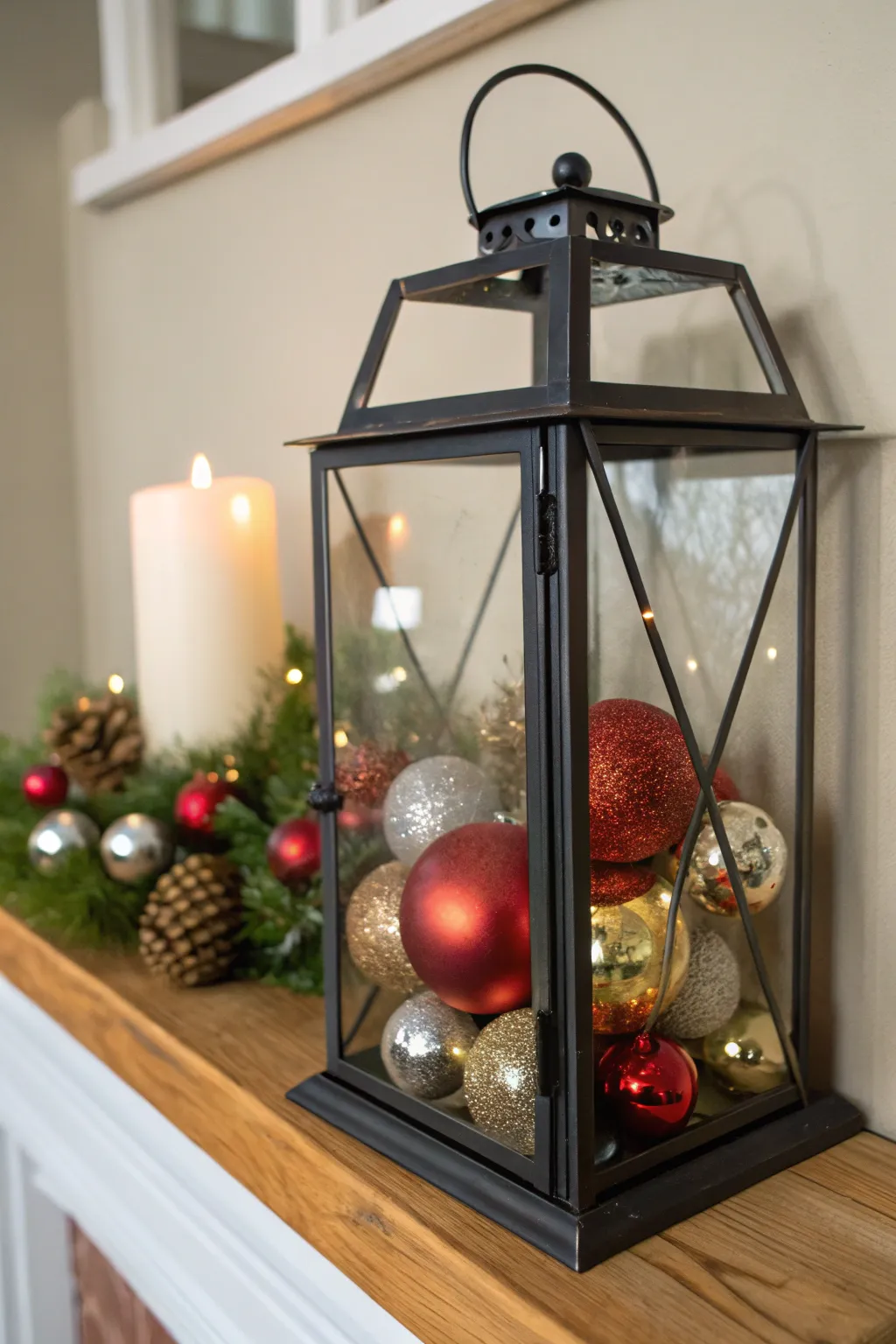 Illuminate your holiday decor with a Scandinavian twist—ornaments and candlelight in perfect harmony.