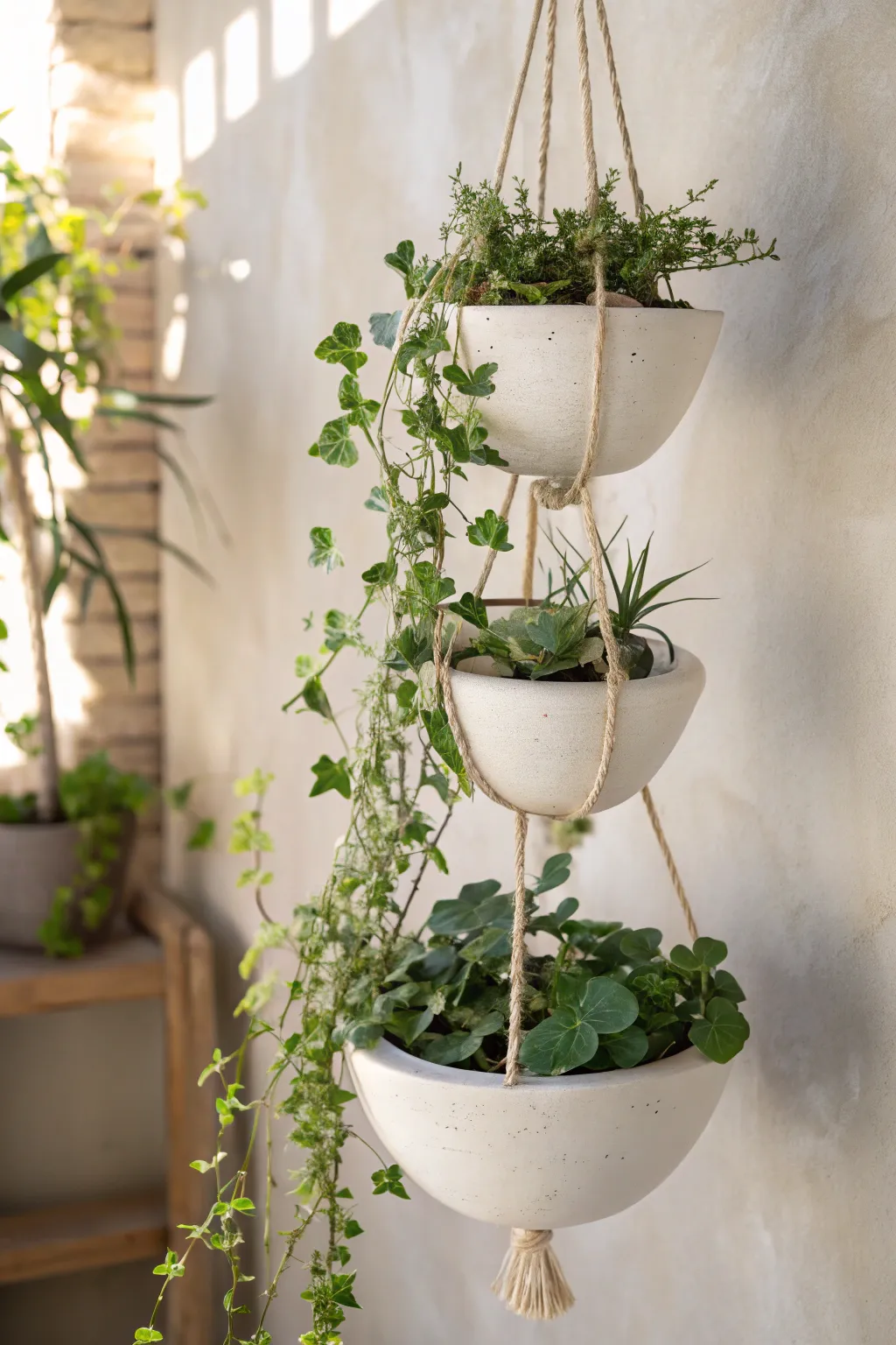 Elevate your space with this stunning multi-tier clay planter – where minimalist design meets boho elegance. 🌿✨ #DIYClayPlanter #ScandiBoho #VerticalGarden