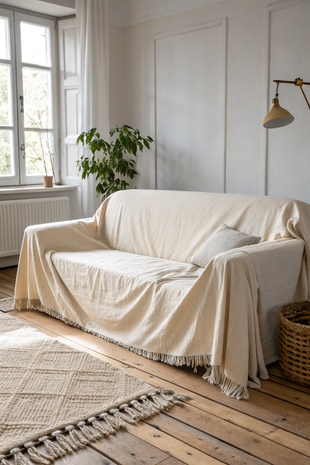 Transform your sofa with effortless elegance using a simple drop cloth cover. Embrace minimalist beauty with a touch of boho charm.