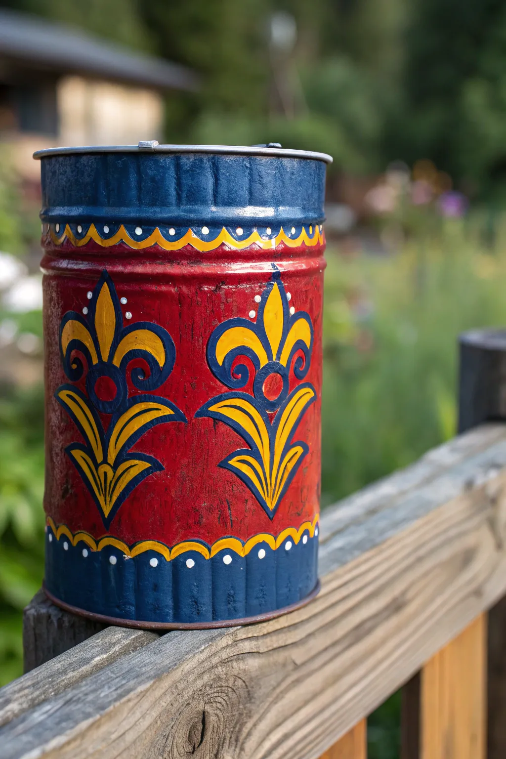 Transform your fence with colorful DIY post caps made from upcycled tin cans—where creativity meets craftsmanship.
