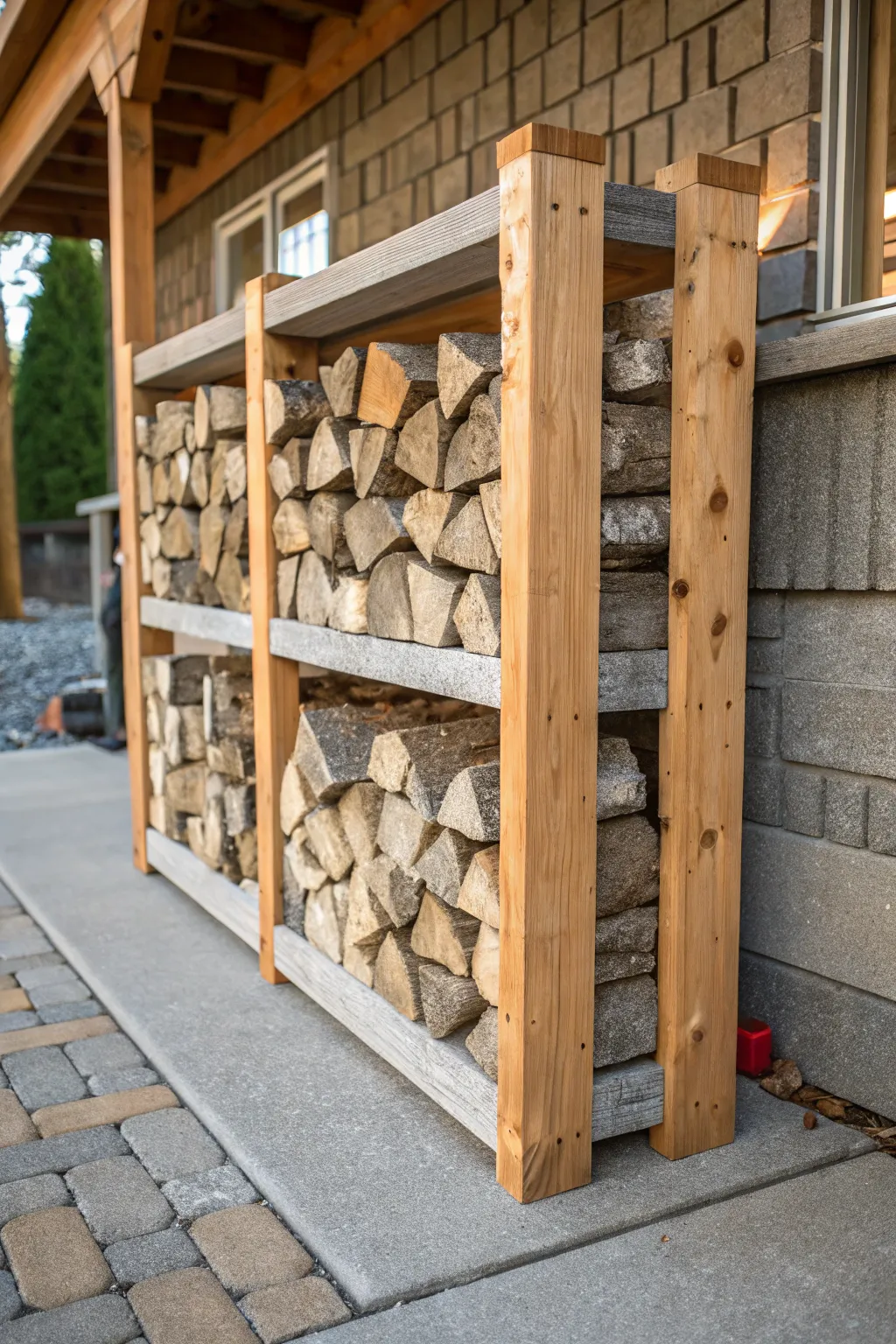Cinder Block Simplicity: Effortless Craftsmanship for Your Firewood Storage.