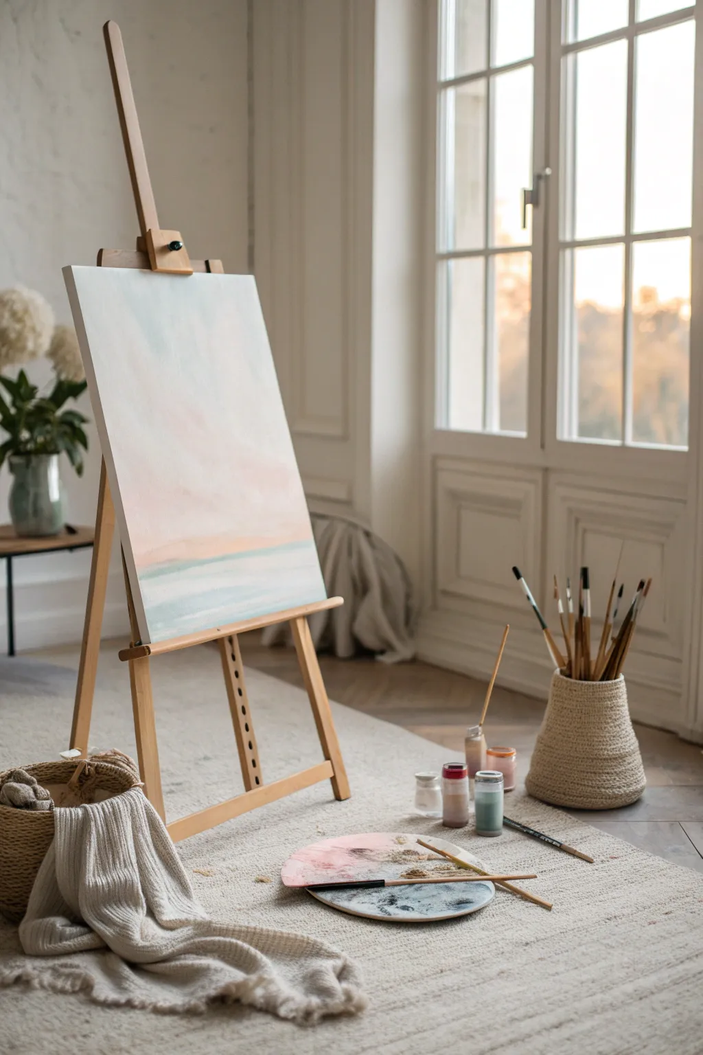 Unveil the surprise in style with a beautifully painted canvas! 🎨✨ #GenderReveal #ArtLovers #ScandiBoho