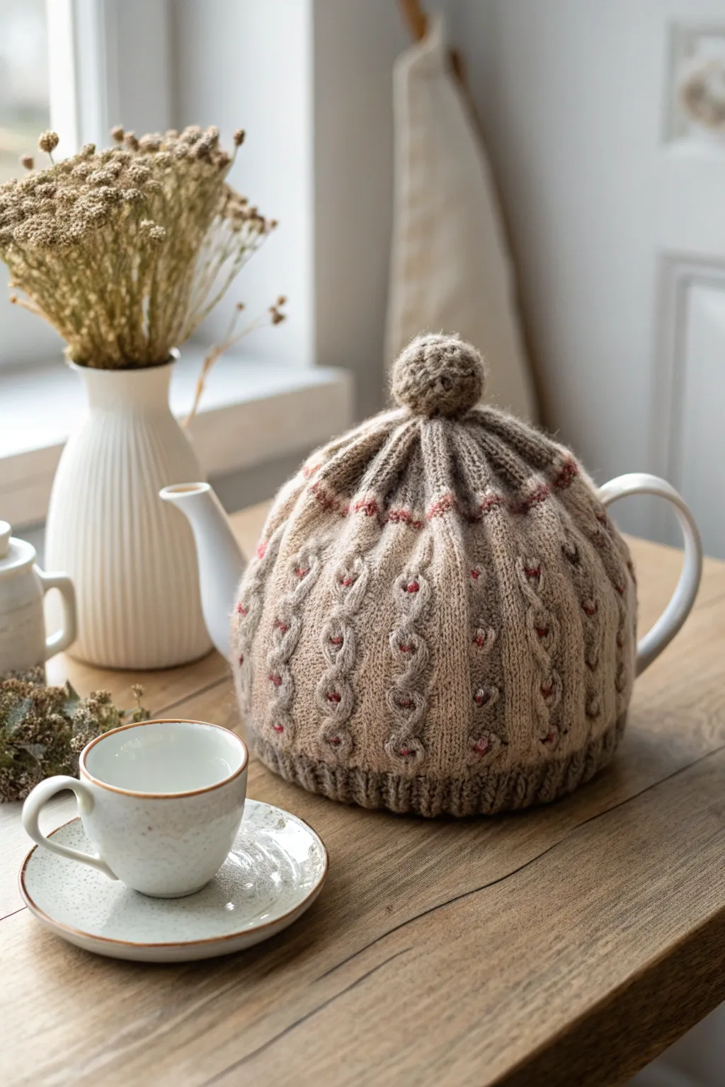 Keep your tea warm in style with this charming handmade cozy, perfect for adding a touch of warmth and whimsy to any kitchen.