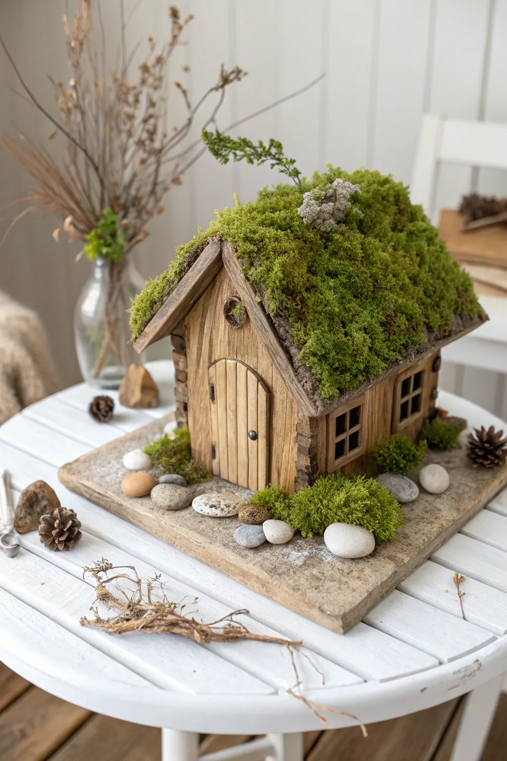 Bring a touch of nature to your gnome garden with a charming mossy roof. 🌿✨ #DIYGnomeGarden #ScandinavianBoho