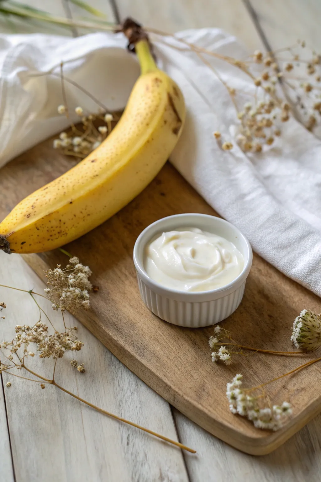 Embrace silky smooth hair with the natural beauty of banana and yogurt.