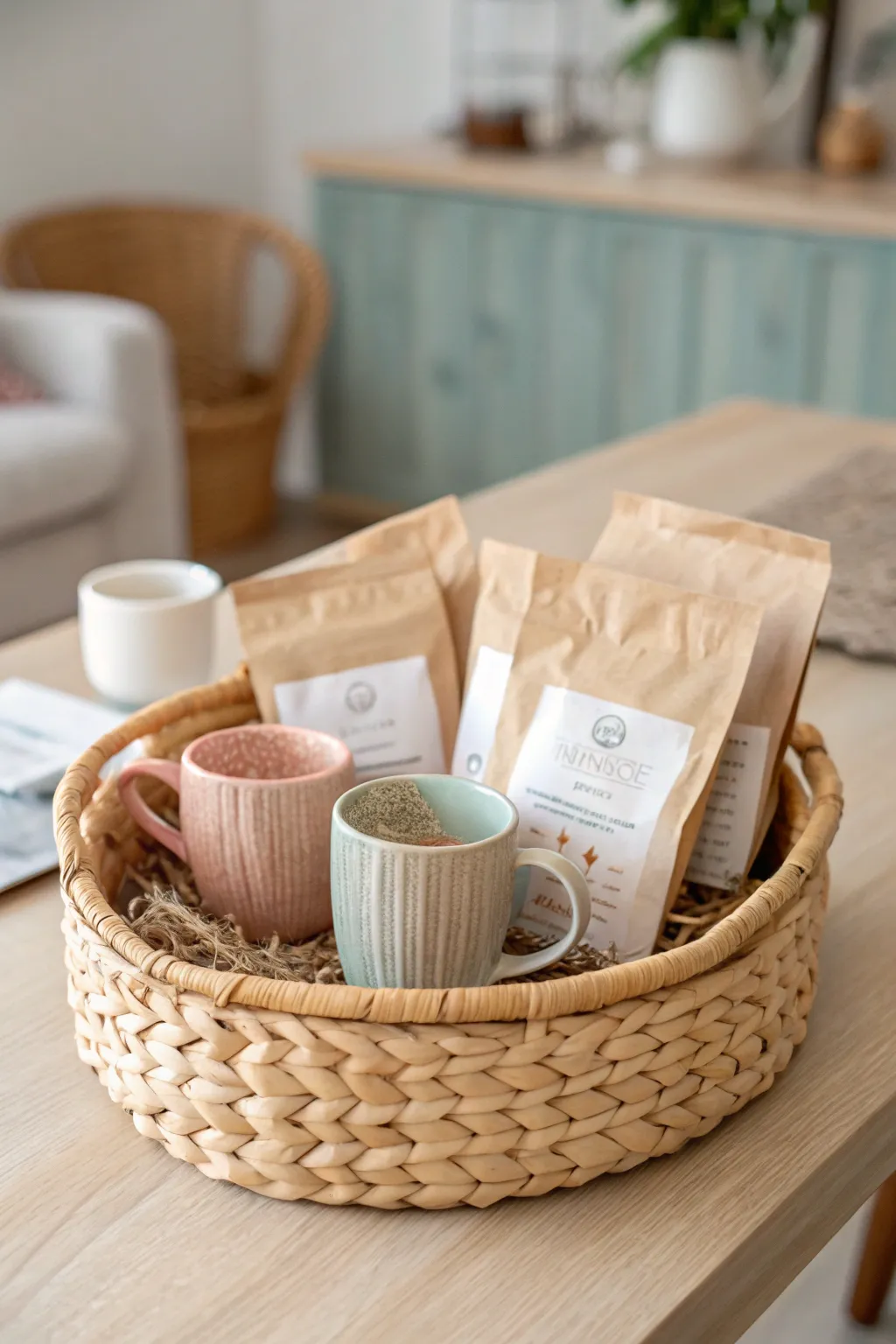 Brew up warmth with a cozy coffee basket that speaks to the soul of Scandinavian simplicity and Boho beauty.