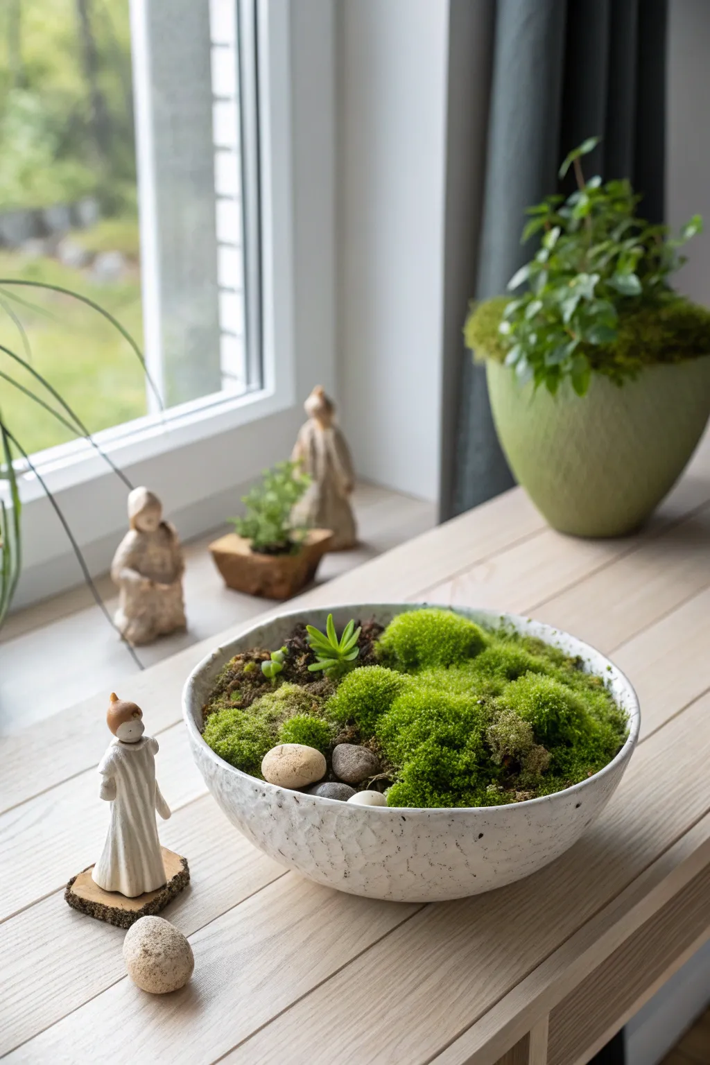 Step into a Mossy Wonderland: Create your own indoor fairy garden with lush, vibrant moss for a touch of natural magic.