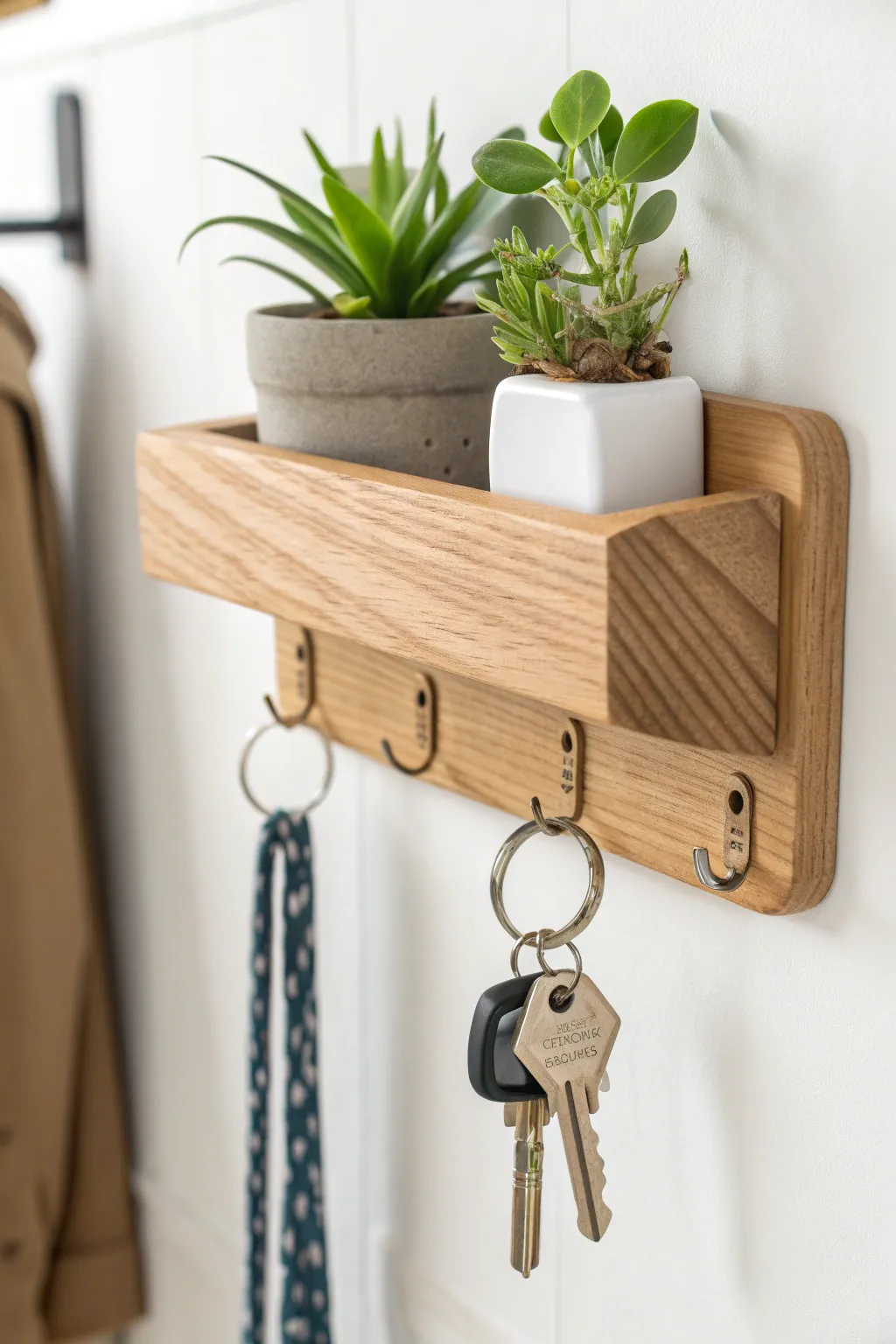 Elevate your entryway with a chic key holder, blending functionality and style effortlessly. 🌿🔑 #DIYHomeDecor #ScandiBoho