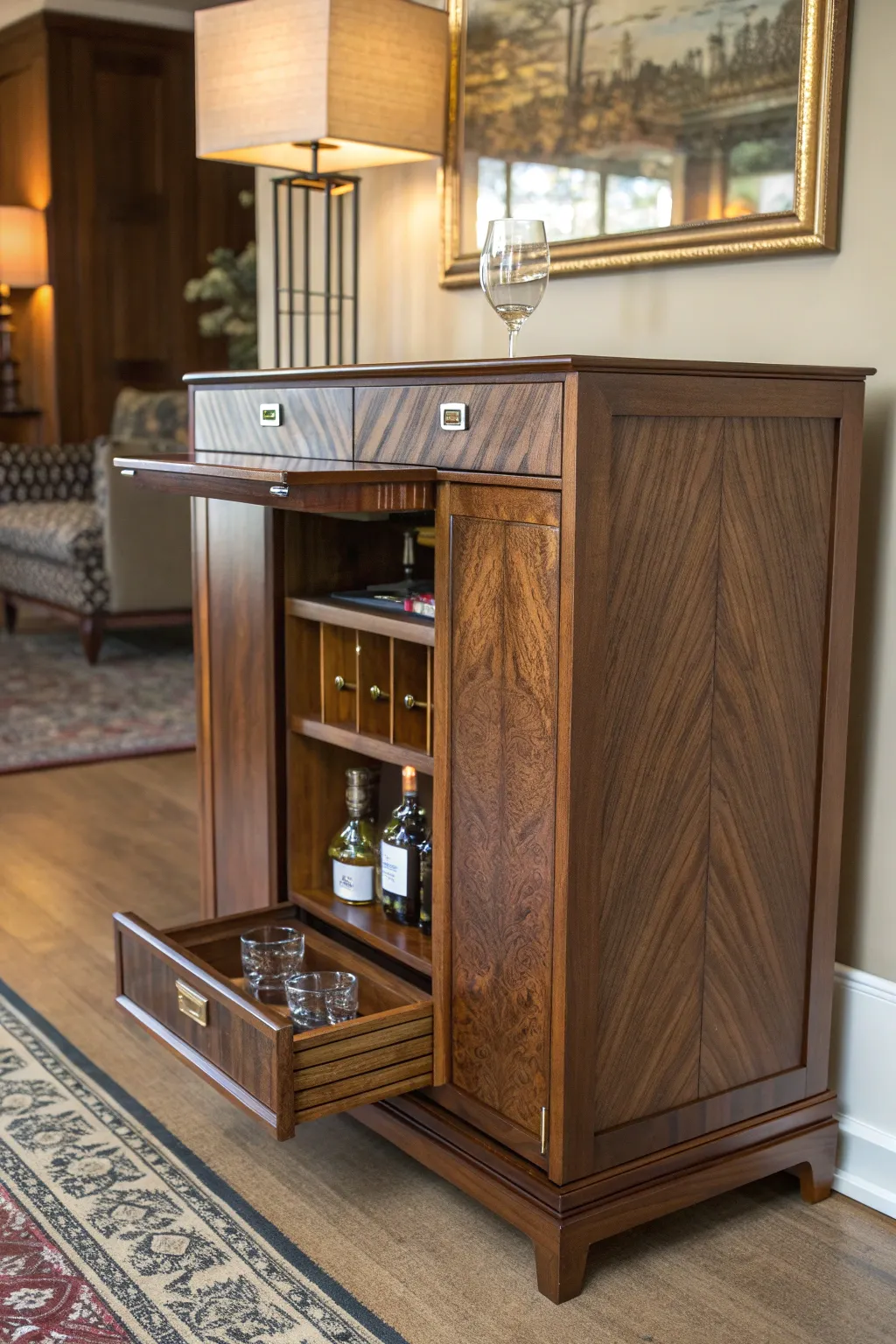 Unveil the mystery: a liquor cabinet with a hidden twist.