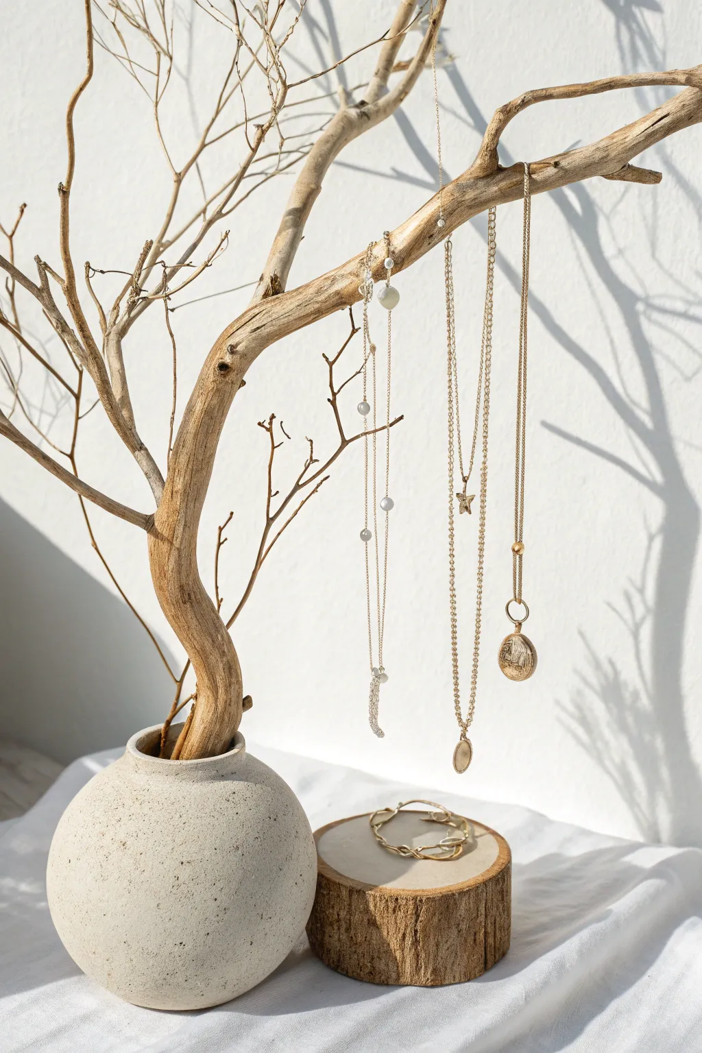 Embrace nature's elegance with this DIY branch jewelry tree, a perfect blend of minimalism and rustic charm.