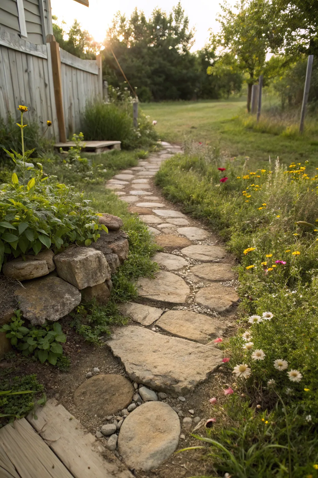 Step into a whimsical world with this enchanting DIY rustic garden pathway.