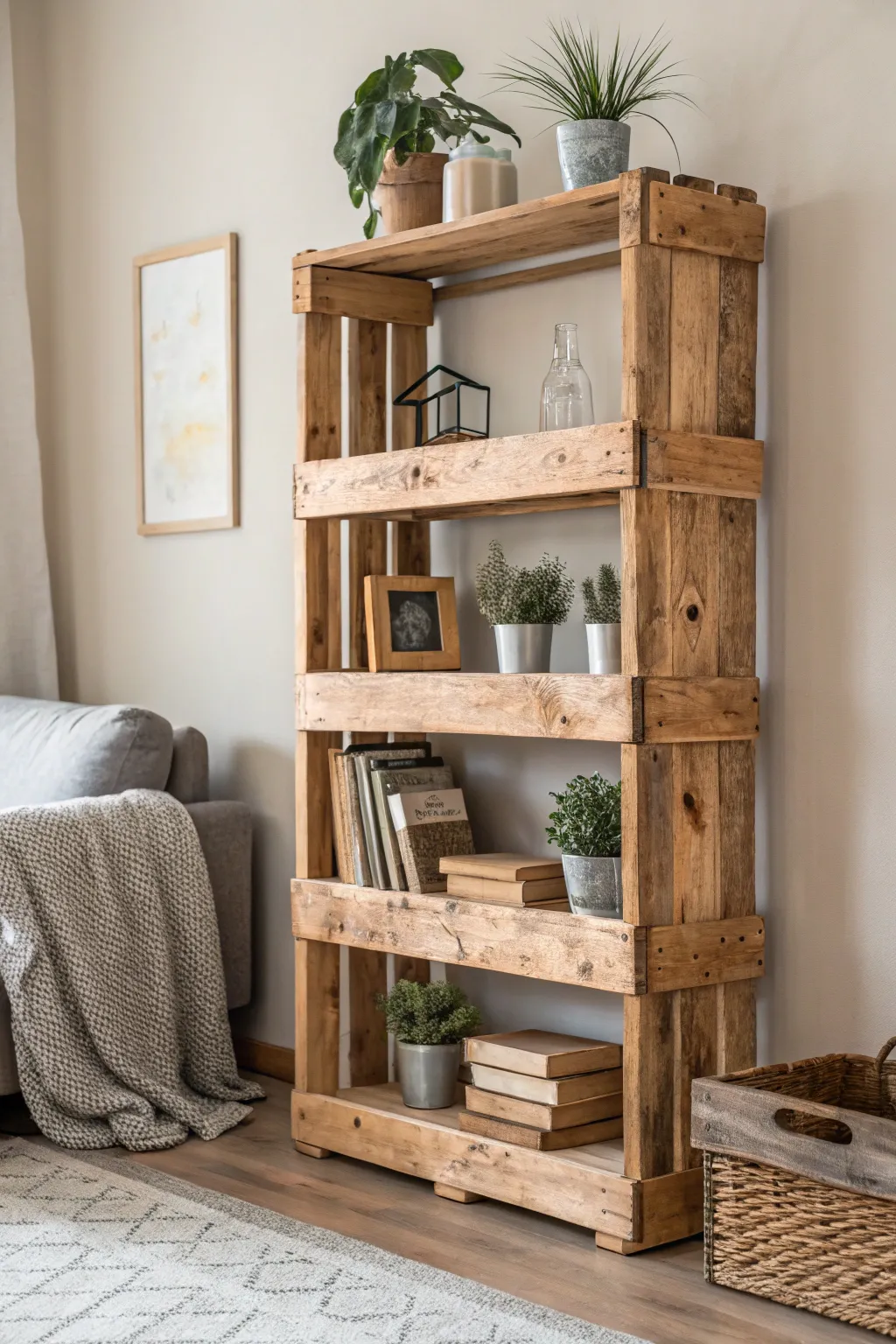 Pallet Perfection: Embrace rustic charm with this DIY bookshelf, where simplicity meets elegance.