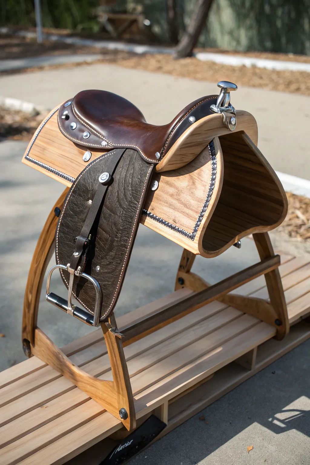 Craftsmanship on the go: Embrace adventure with this compact, portable saddle platform.