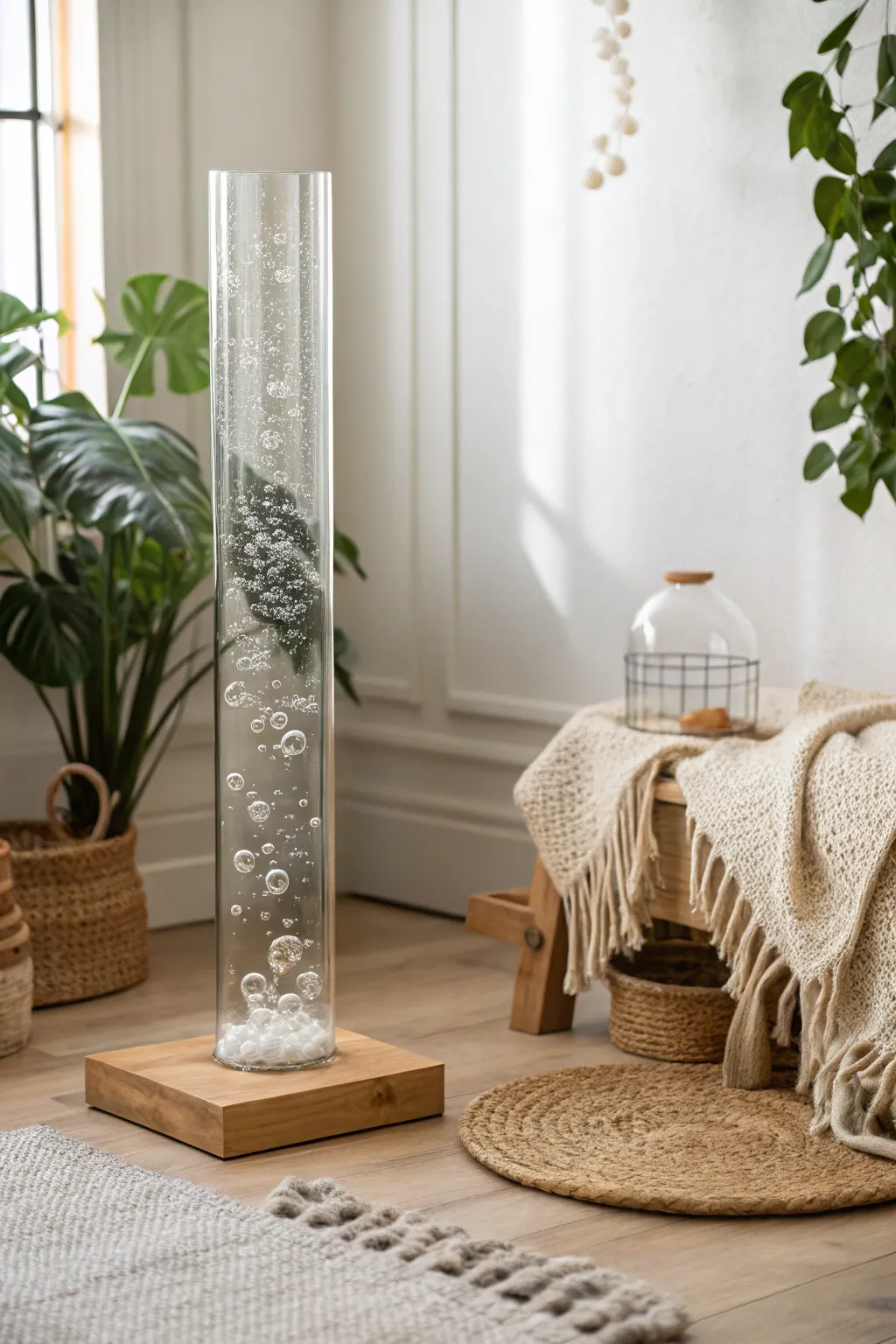 Transform your space into a serene retreat with a DIY bubble tube, blending minimalist beauty with calming vibes.
