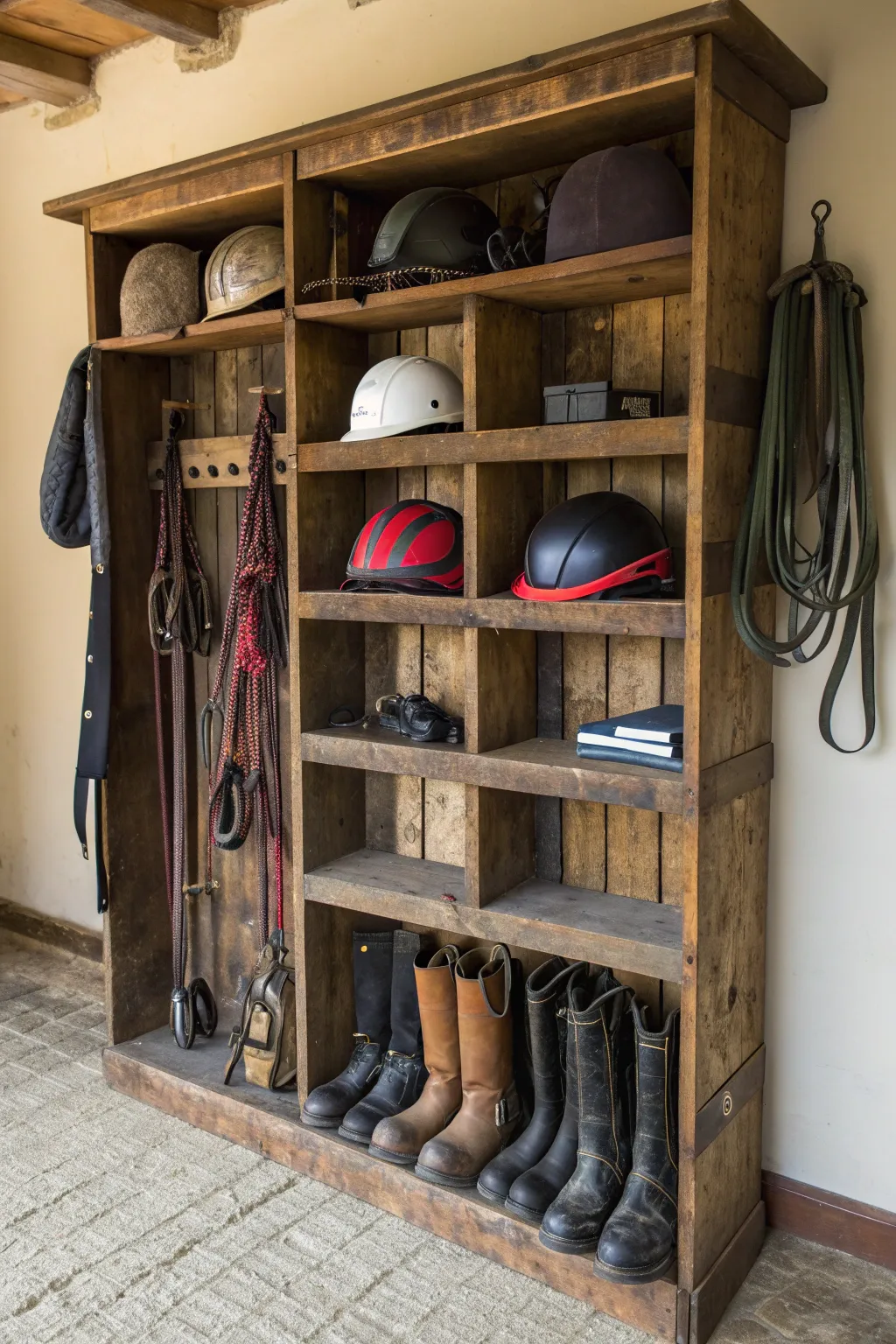 Transform vintage charm into functional elegance with this repurposed tack storage unit.