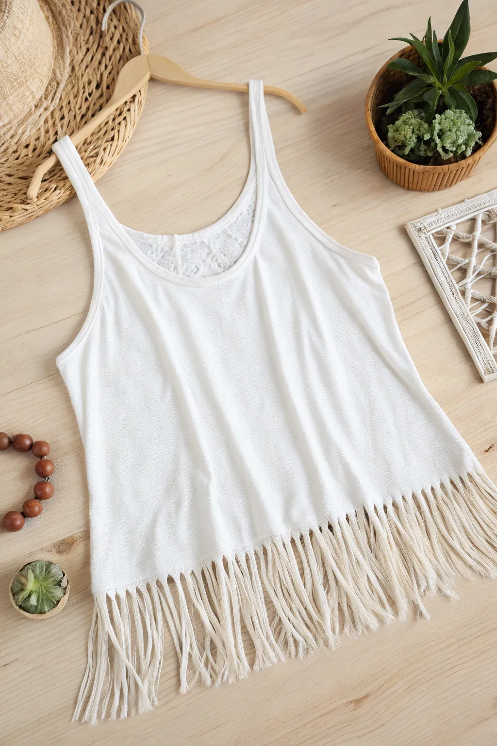Transform your tank top into a boho-chic masterpiece with no sewing required! Perfect for effortless style on beach days and at music festivals. 🌿✨