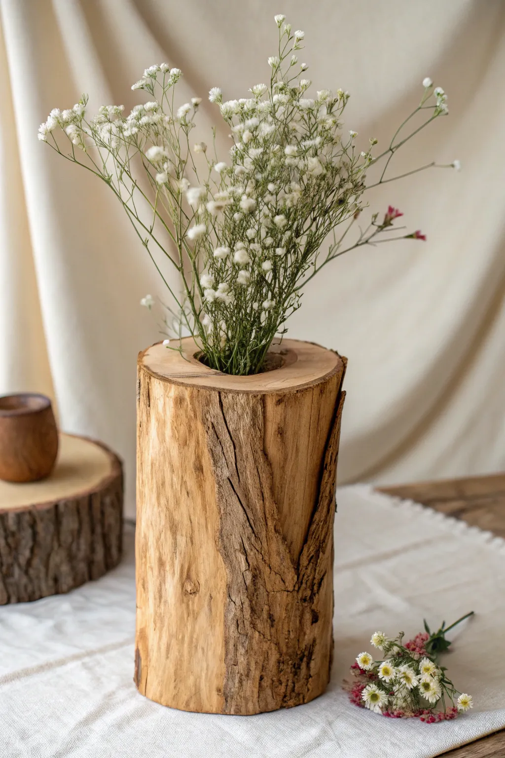 Embrace the beauty of nature with a handcrafted wooden vase, perfect for adding rustic charm to your minimalist decor.