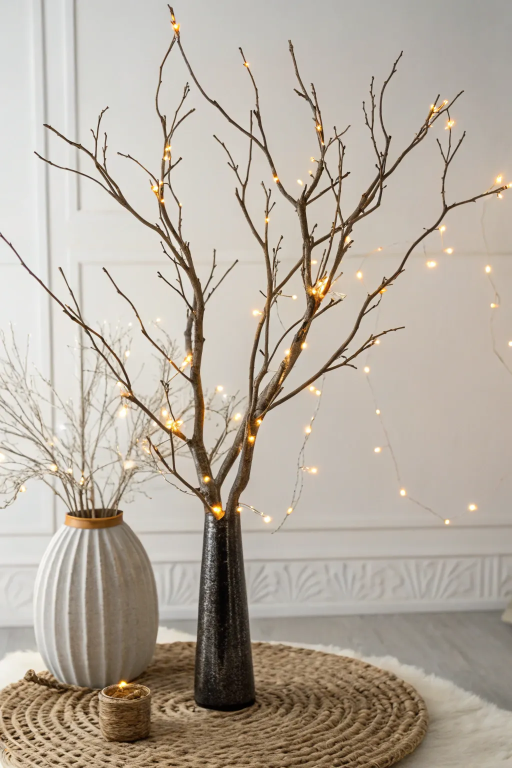 Embrace the serene beauty of a DIY Rustic Branch Tree, perfect for adding a cozy, Scandinavian touch to your winter decor.