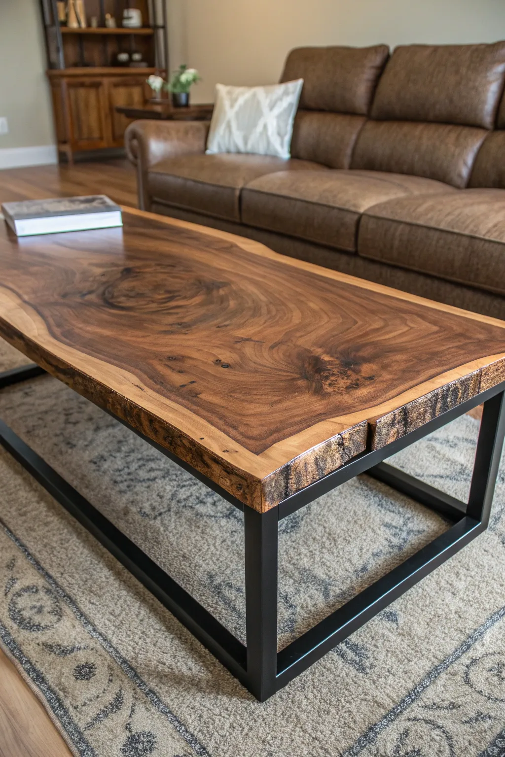 Elevate your space with the timeless elegance of a handcrafted wood slab coffee table.
