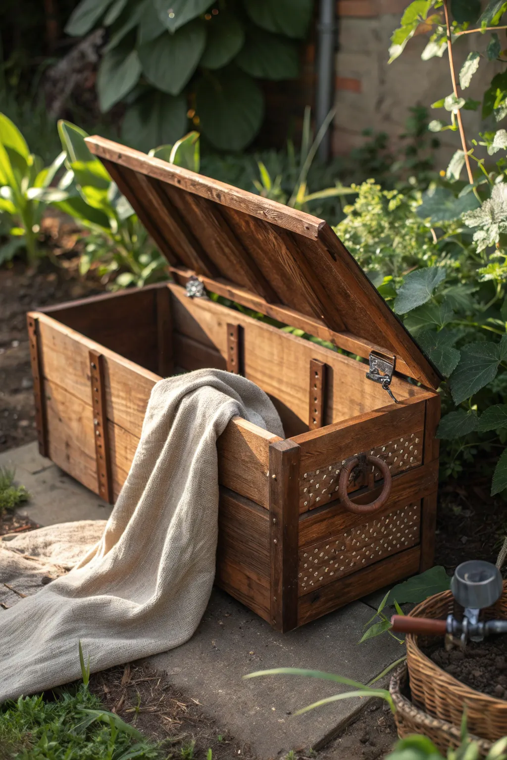 Embrace rustic elegance with this handcrafted wooden worm bin, perfect for adding a touch of nature to your garden.