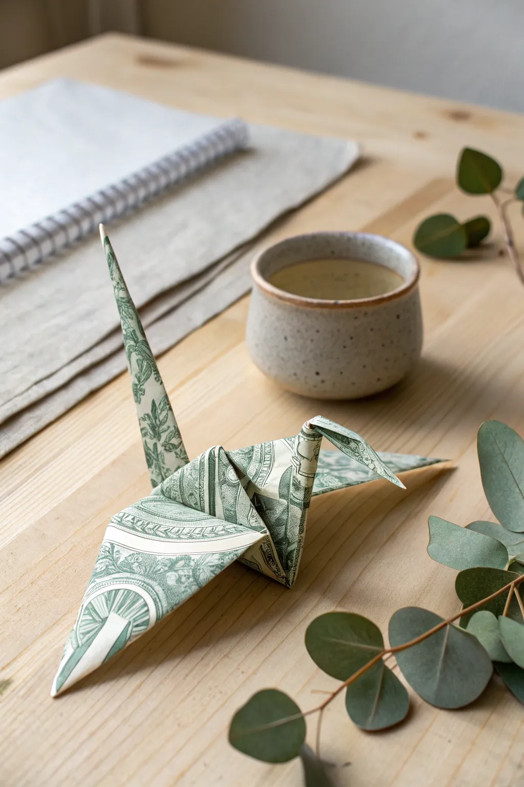 Transform currency into a symbol of hope and elegance with this exquisite dollar bill origami crane.
