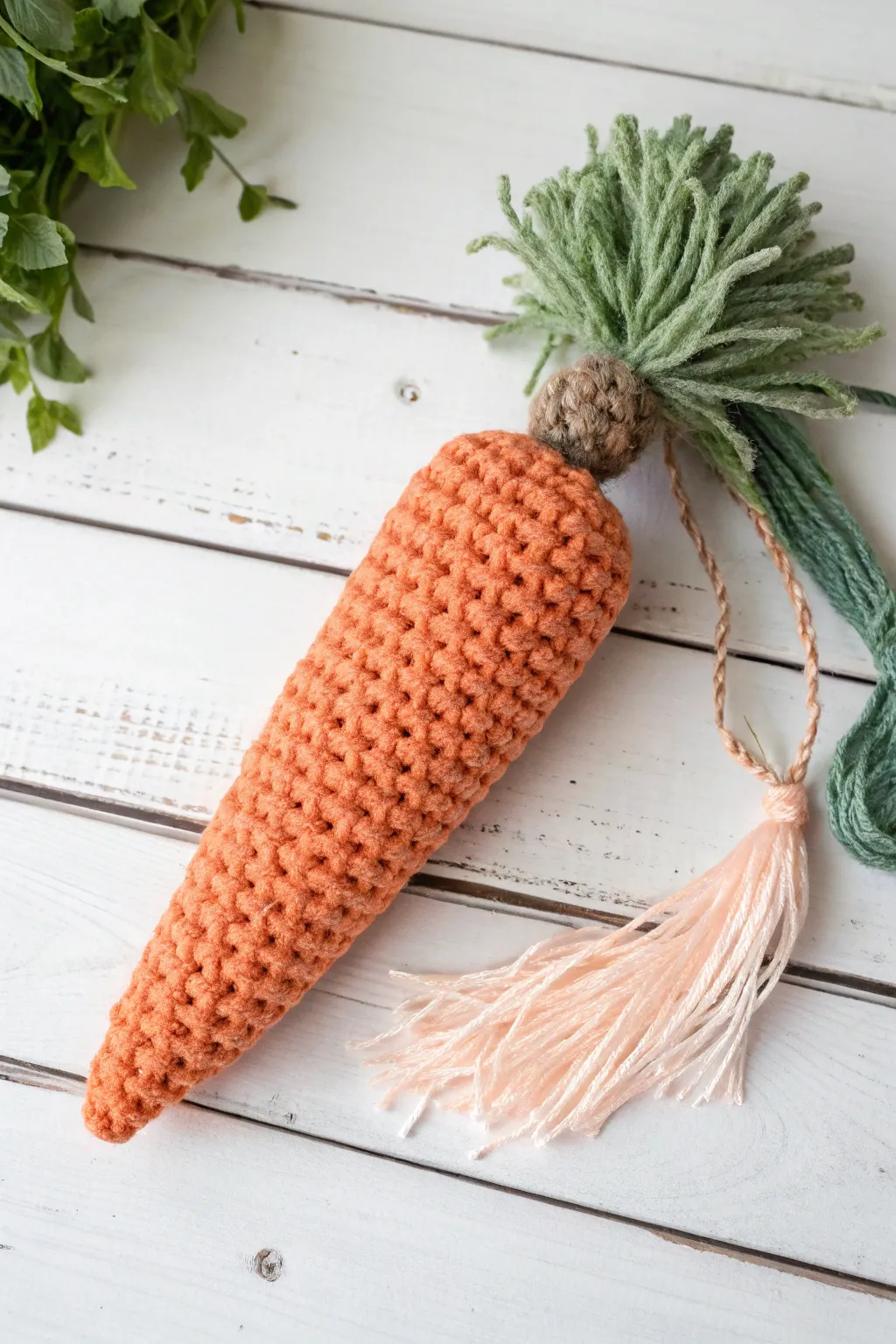 Embrace the charm of rustic elegance with this handcrafted crochet carrot, perfect for a cozy Easter vibe.