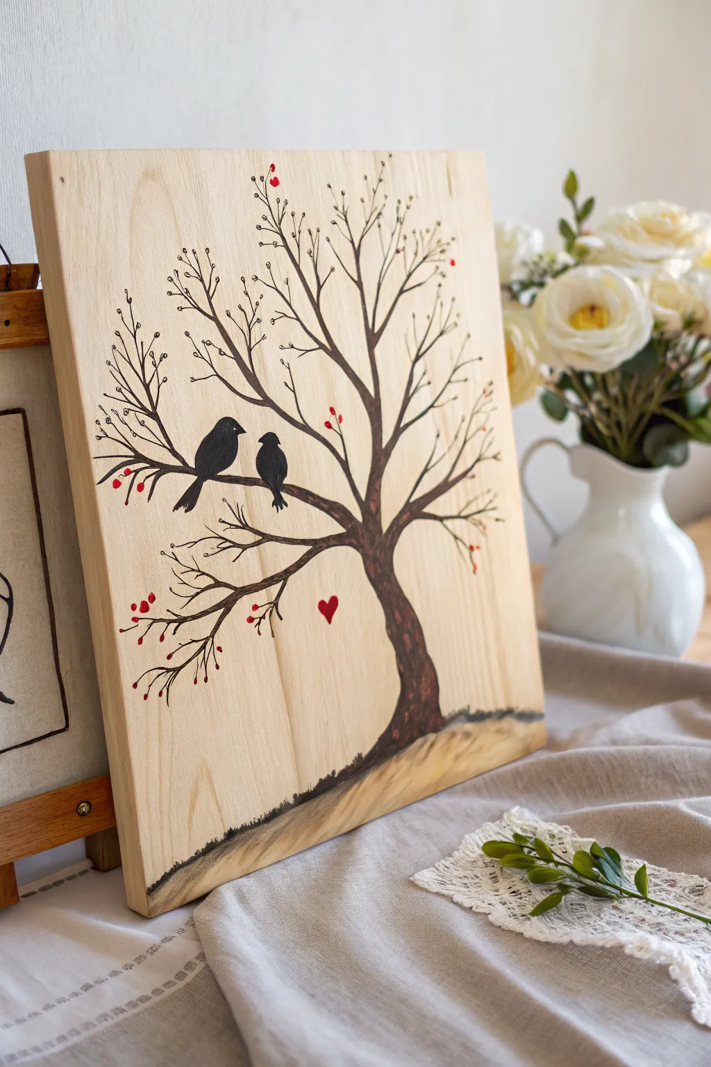 Embrace natural serenity with this elegant couple painting idea.