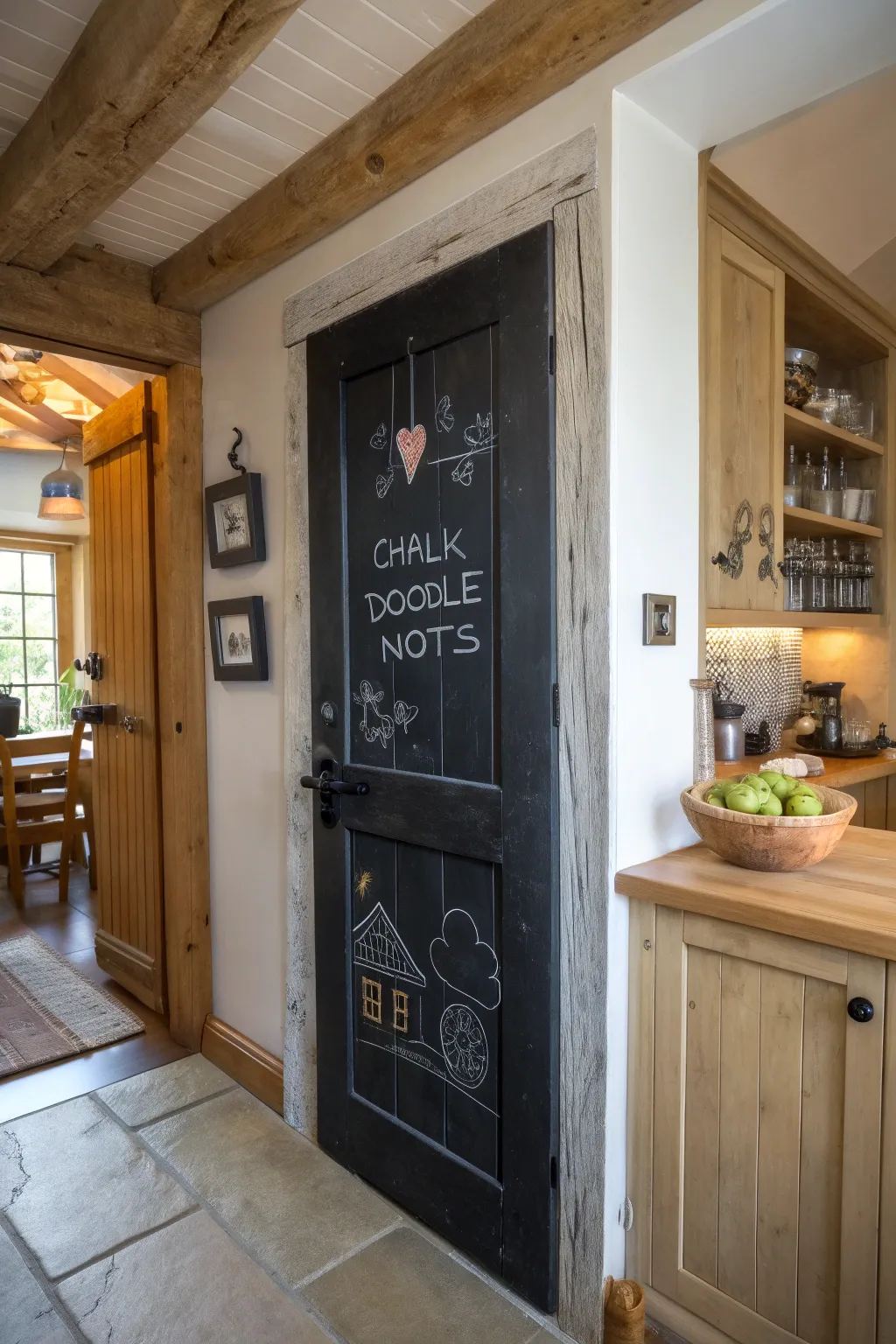 Transform your door into a creative canvas with chalkboard paint—perfect for notes and doodles!