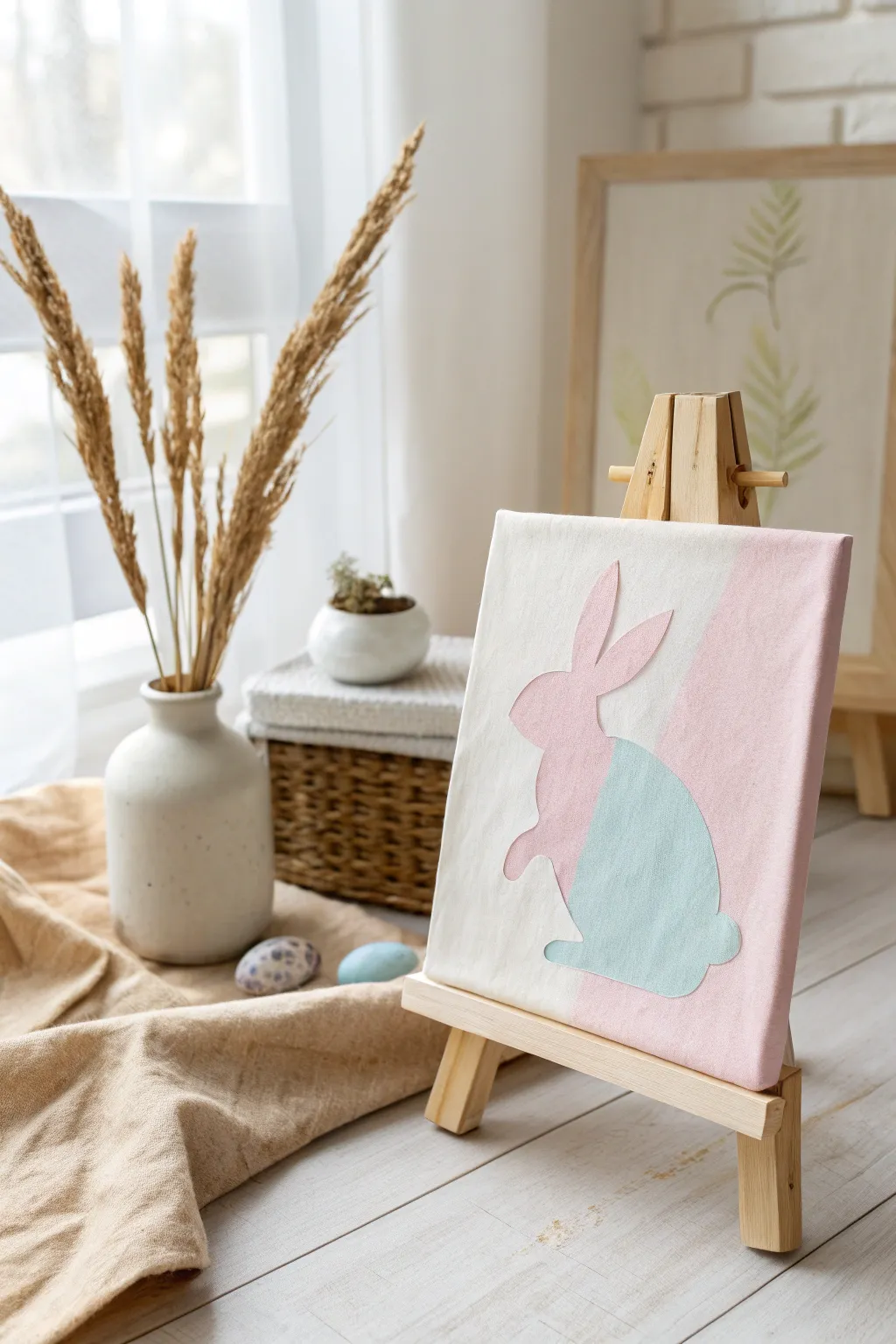 Craft your own Easter magic with minimalist bunny silhouettes in soothing pastel hues.
