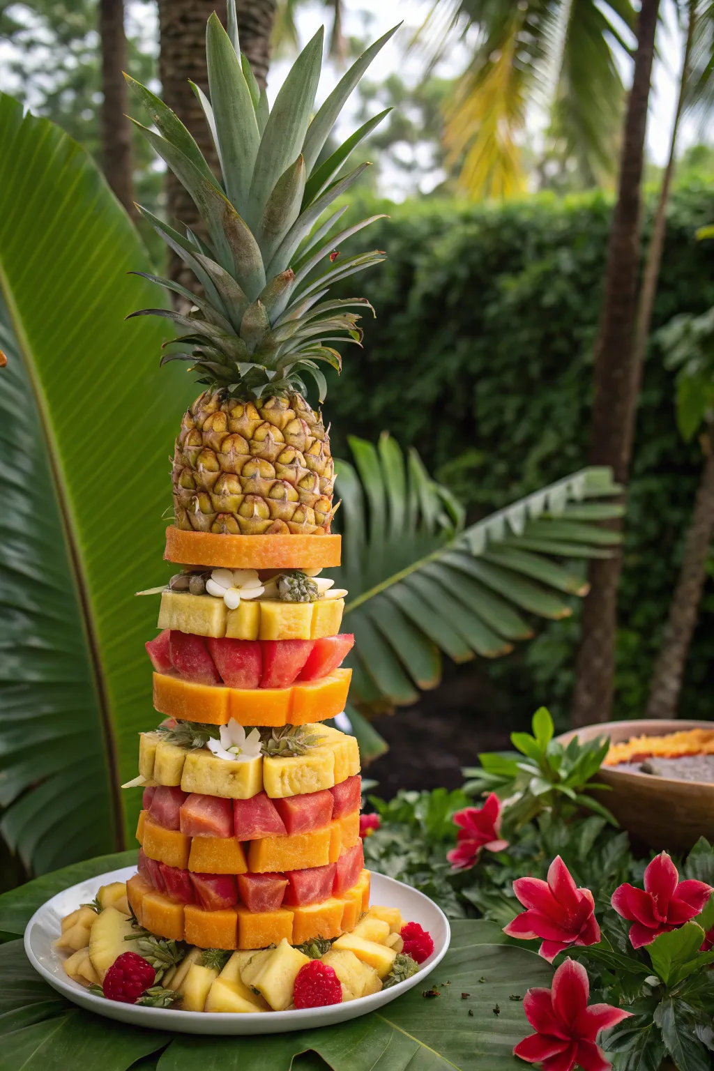A tropical fruit tower that brings a taste of the islands to your table.
