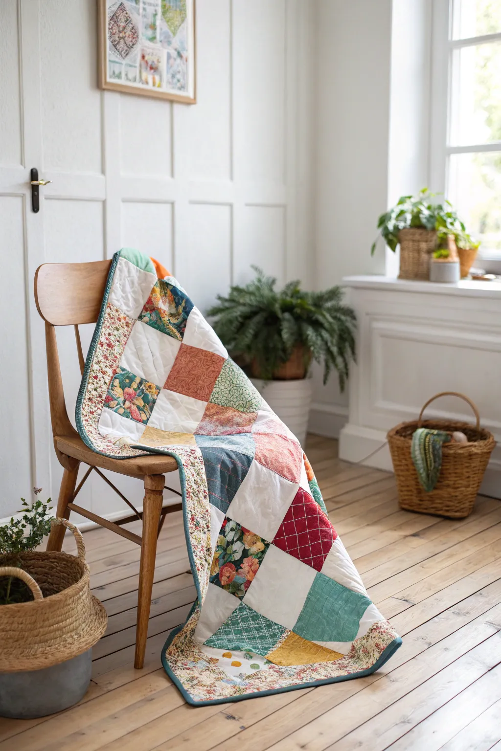 Craft your own cozy charm with this vibrant quilt, perfect for adding warmth and style to any space!