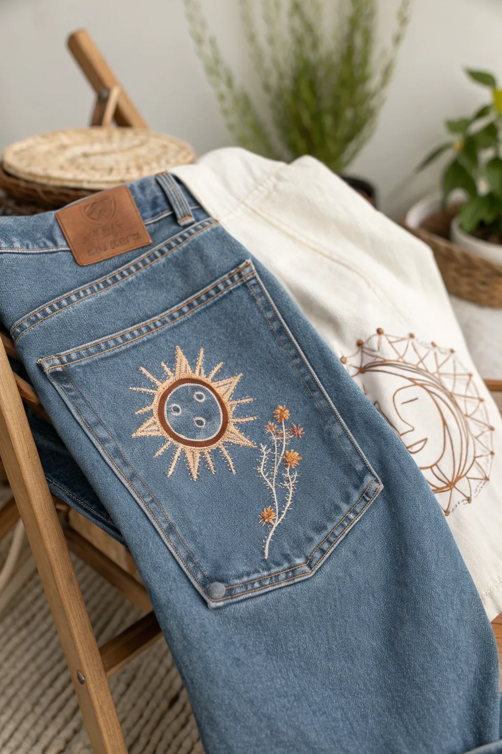 Embrace subtle elegance with a touch of sunshine on your pocket. 🌞 #PocketPerfection #EmbroideredJeans