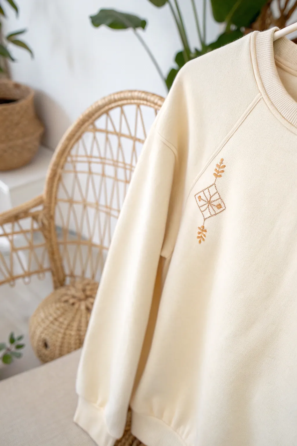 Embrace the beauty of simplicity with this minimalist embroidered sweatshirt. #CraftedElegance #ScandiBoho