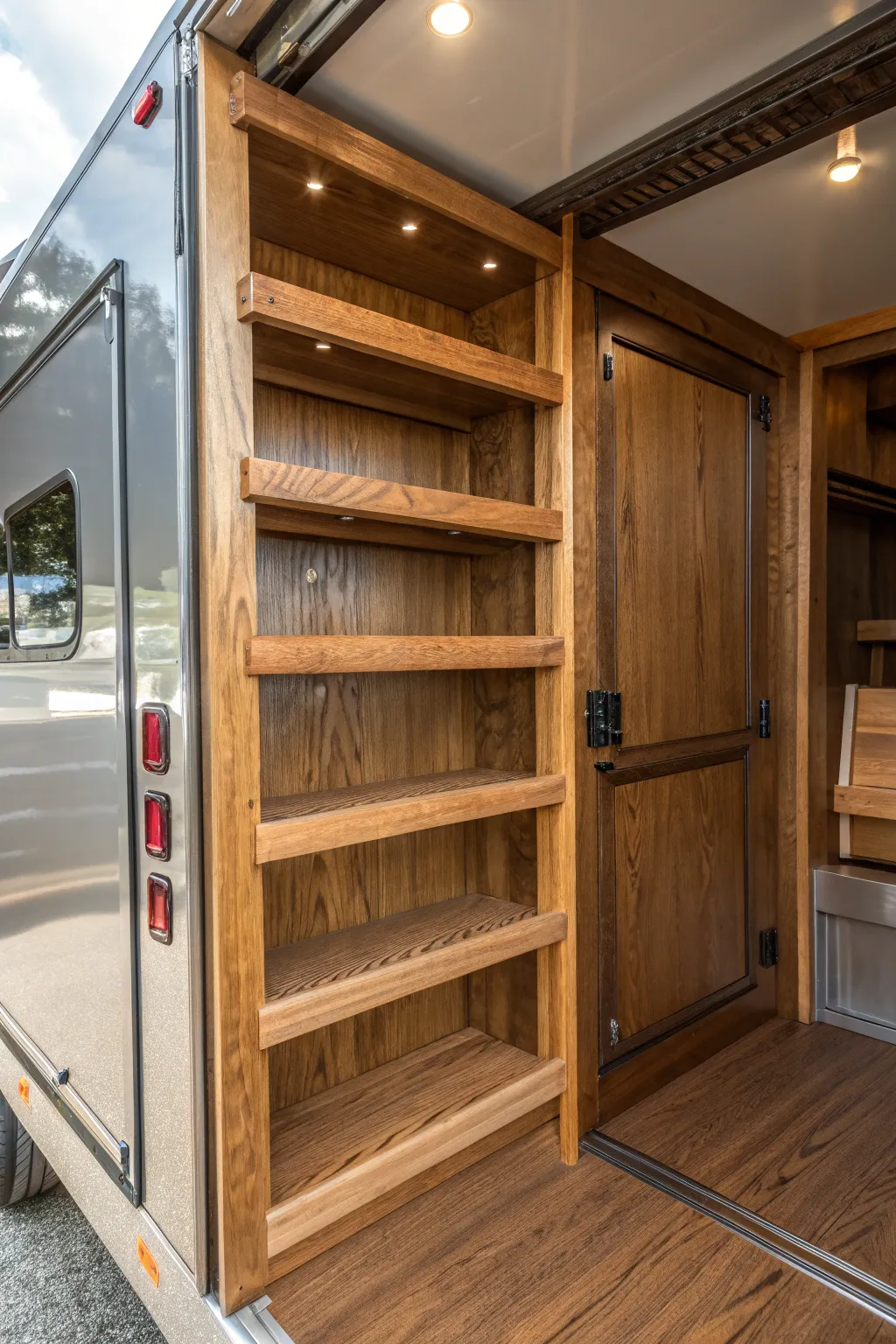 Elevate your trailer organization with expertly crafted wooden shelves—where functionality meets timeless design.