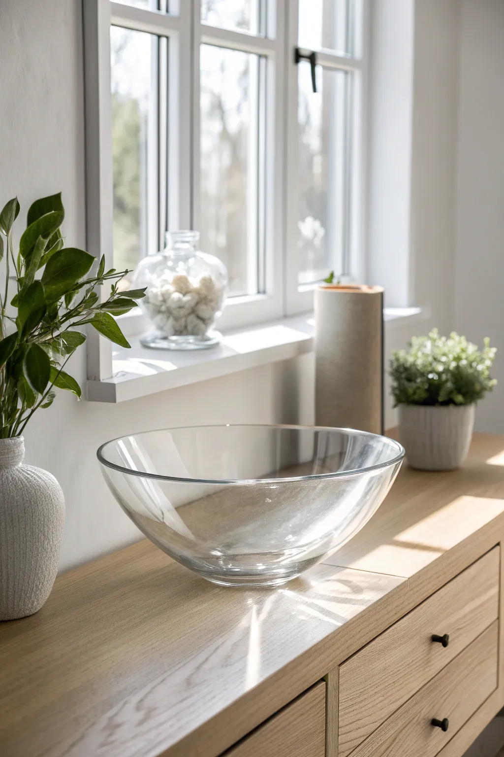 Add a touch of sparkle to your mornings with this sleek glass key bowl, perfect for a chic and minimalist entryway.