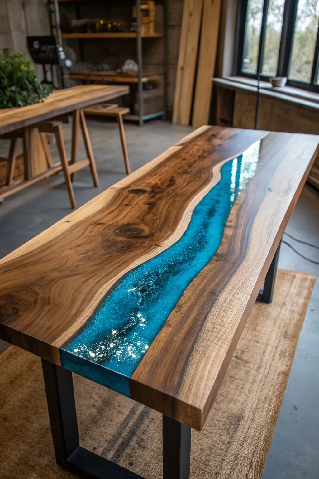 Elevate your space with the timeless allure of an epoxy river table, where nature meets craftsmanship.