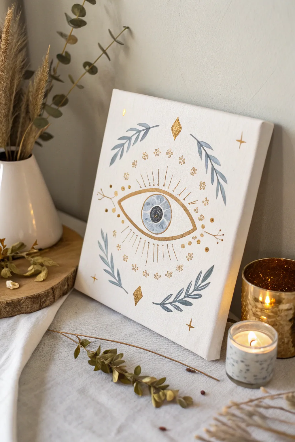Elevate your space with the enchanting glow of golden accents in minimalist art.