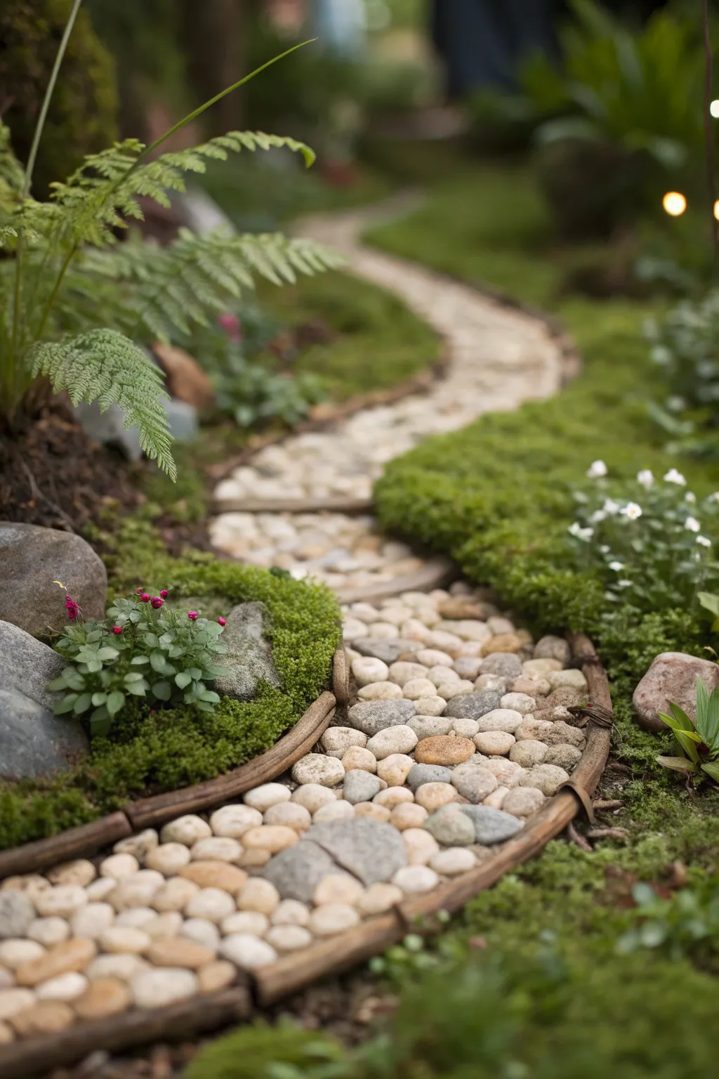 Enchant your kids with a whimsical pebble pathway for their fairy garden adventure!