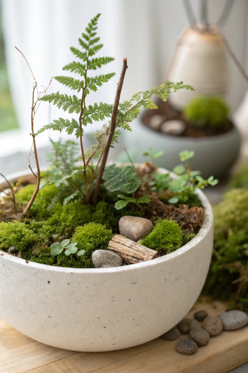 Create your own serene woodland escape in a pot—where simplicity meets natural beauty.