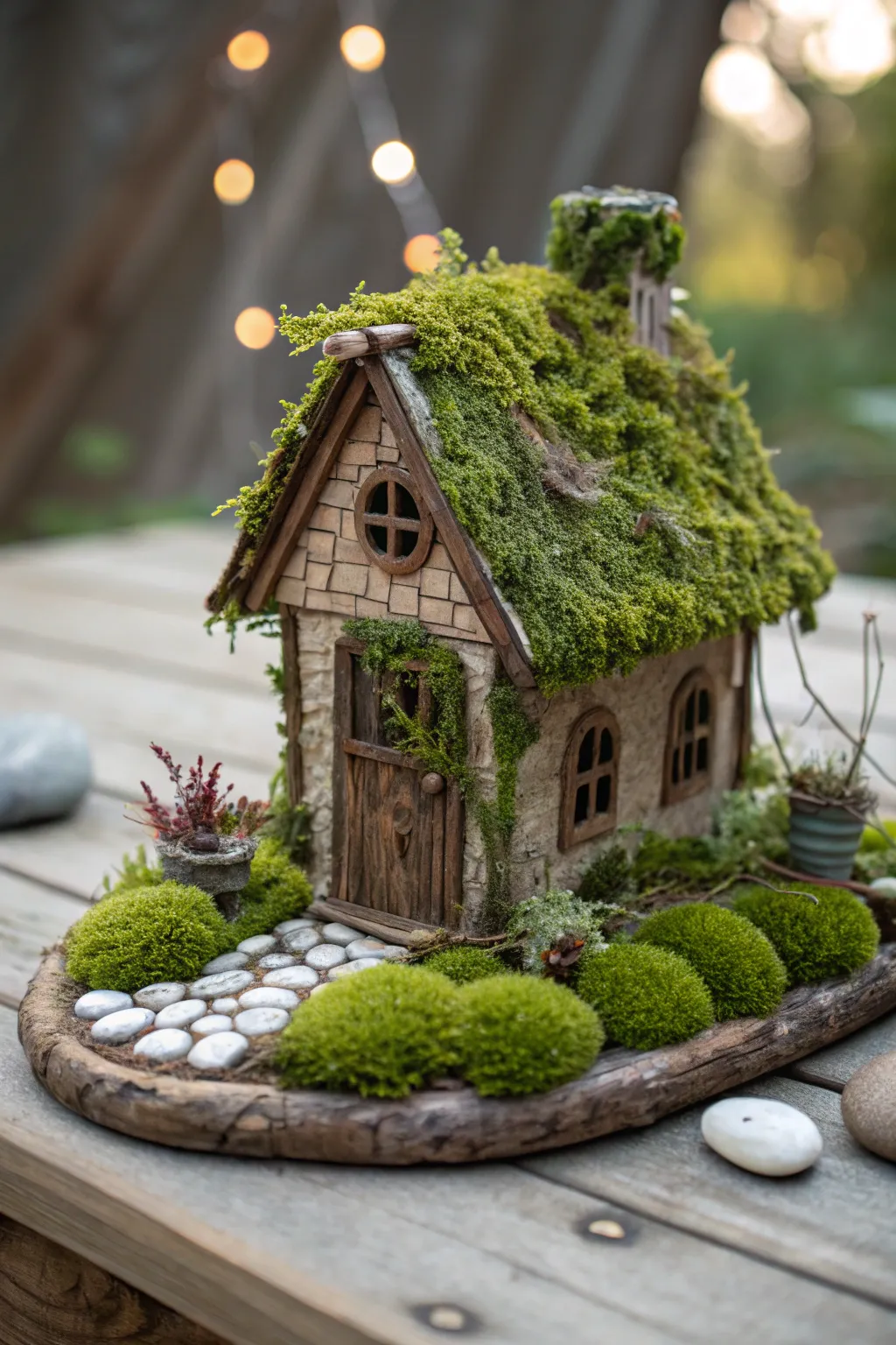 Step into a world of enchantment with this moss-covered fairy cottage, where simplicity meets magic.