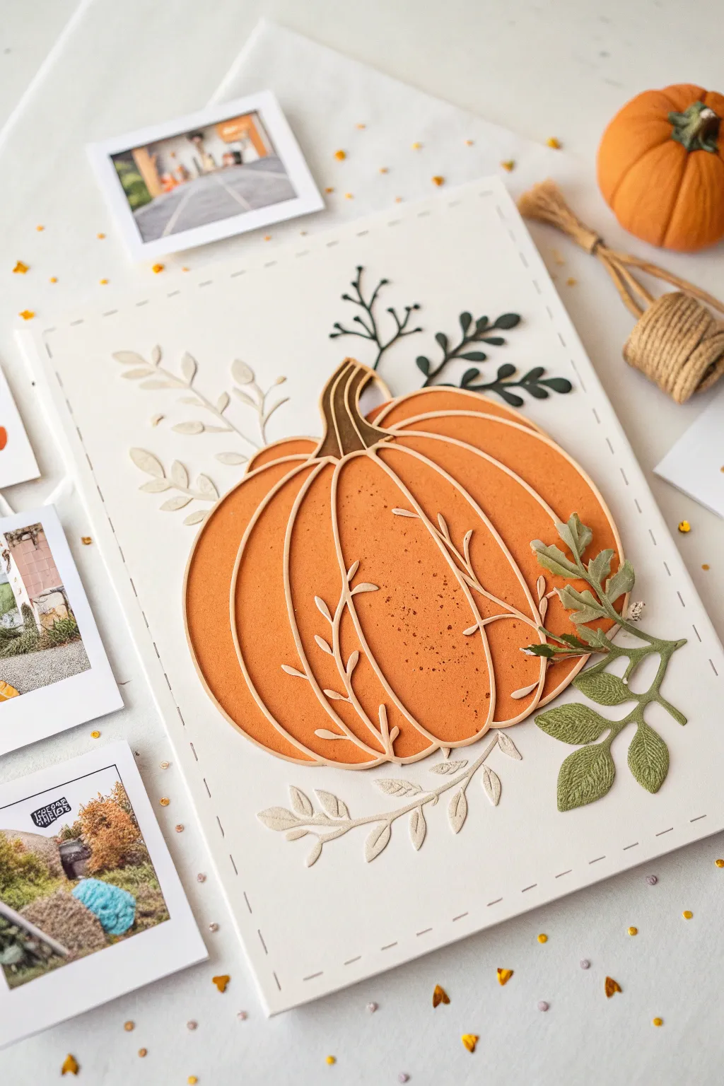 Capture the essence of autumn with this charming pumpkin-themed scrapbook layout. 🍂
