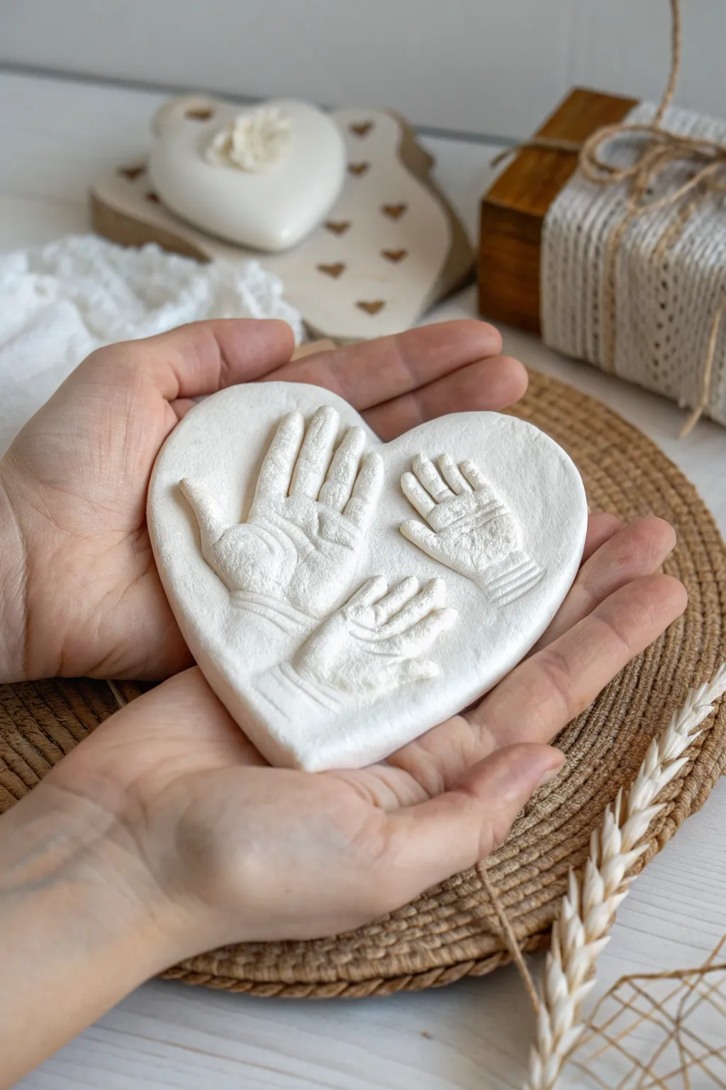 Celebrate love and unity with a heart-shaped family hand cast, where every detail tells a story of togetherness.