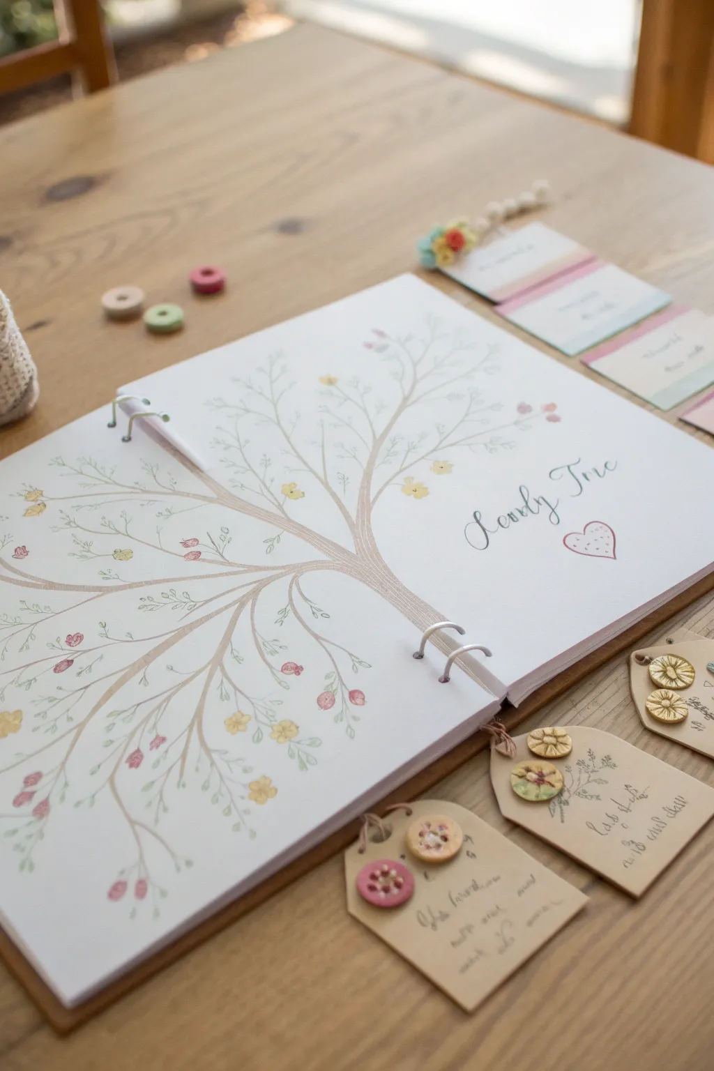 Craft a timeless family tree page that beautifully blends simplicity and sentimentality.